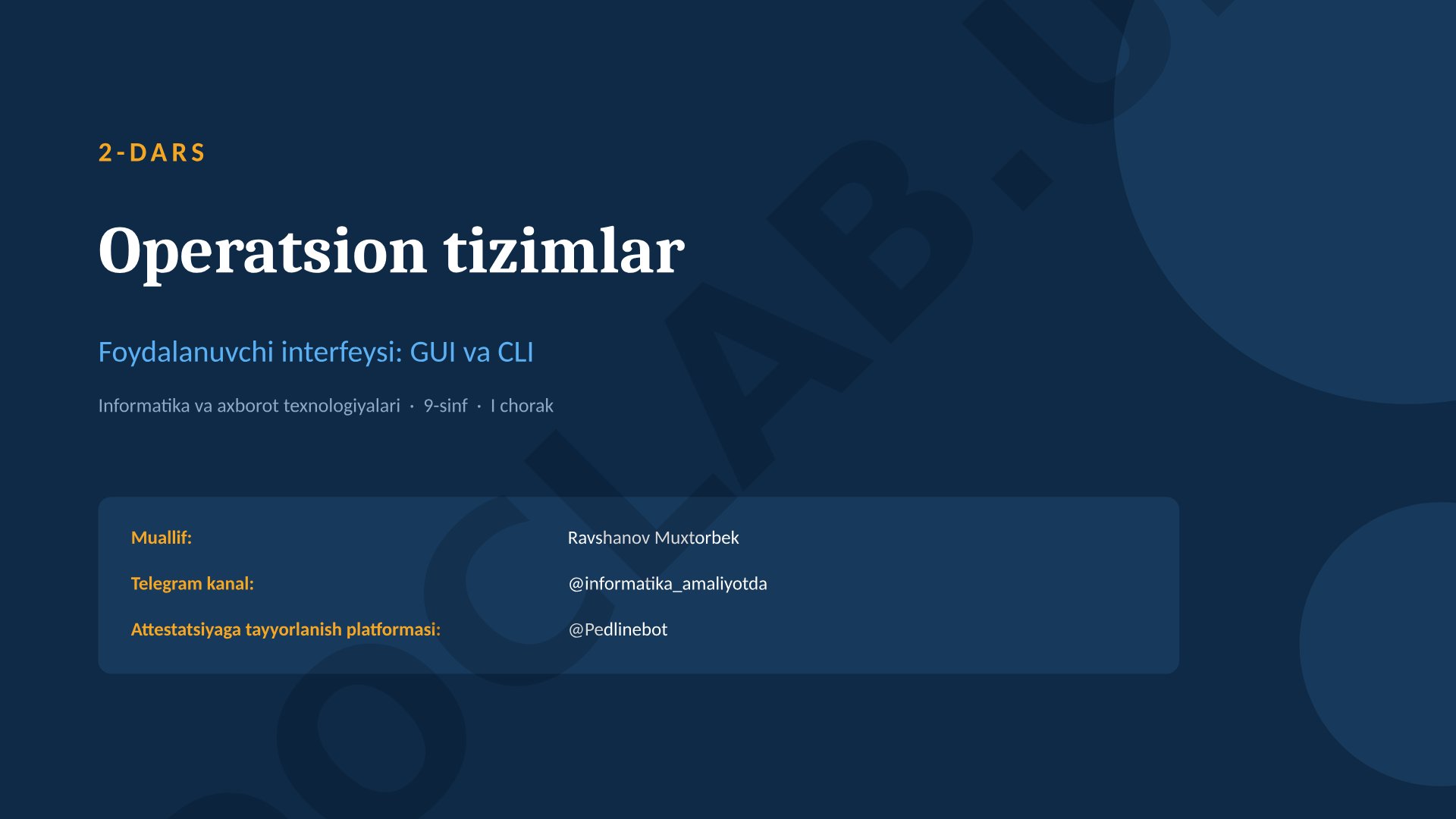 Operatsion tizimlar foydalanuvchi interfeysi: GUI va CLI