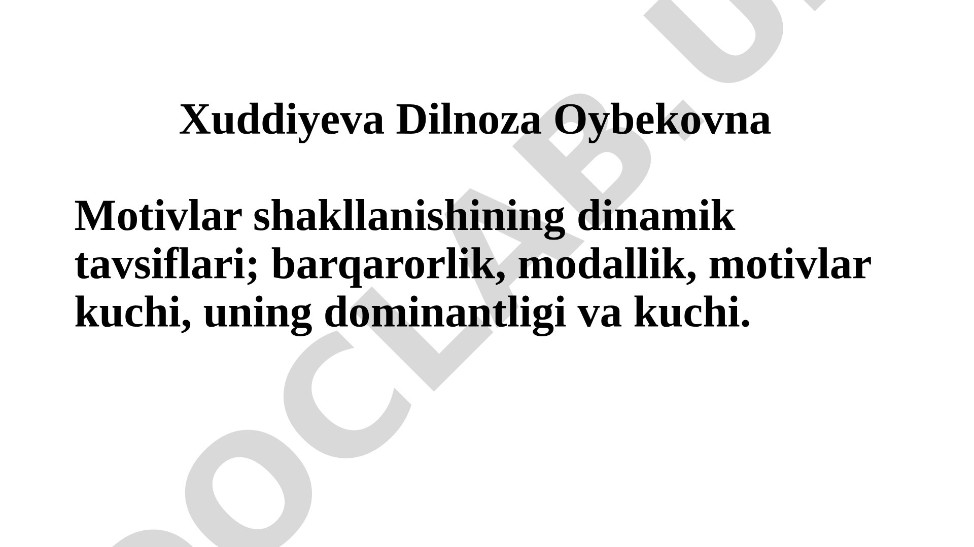Motivlar shakllanishining dinamik tavsiflari