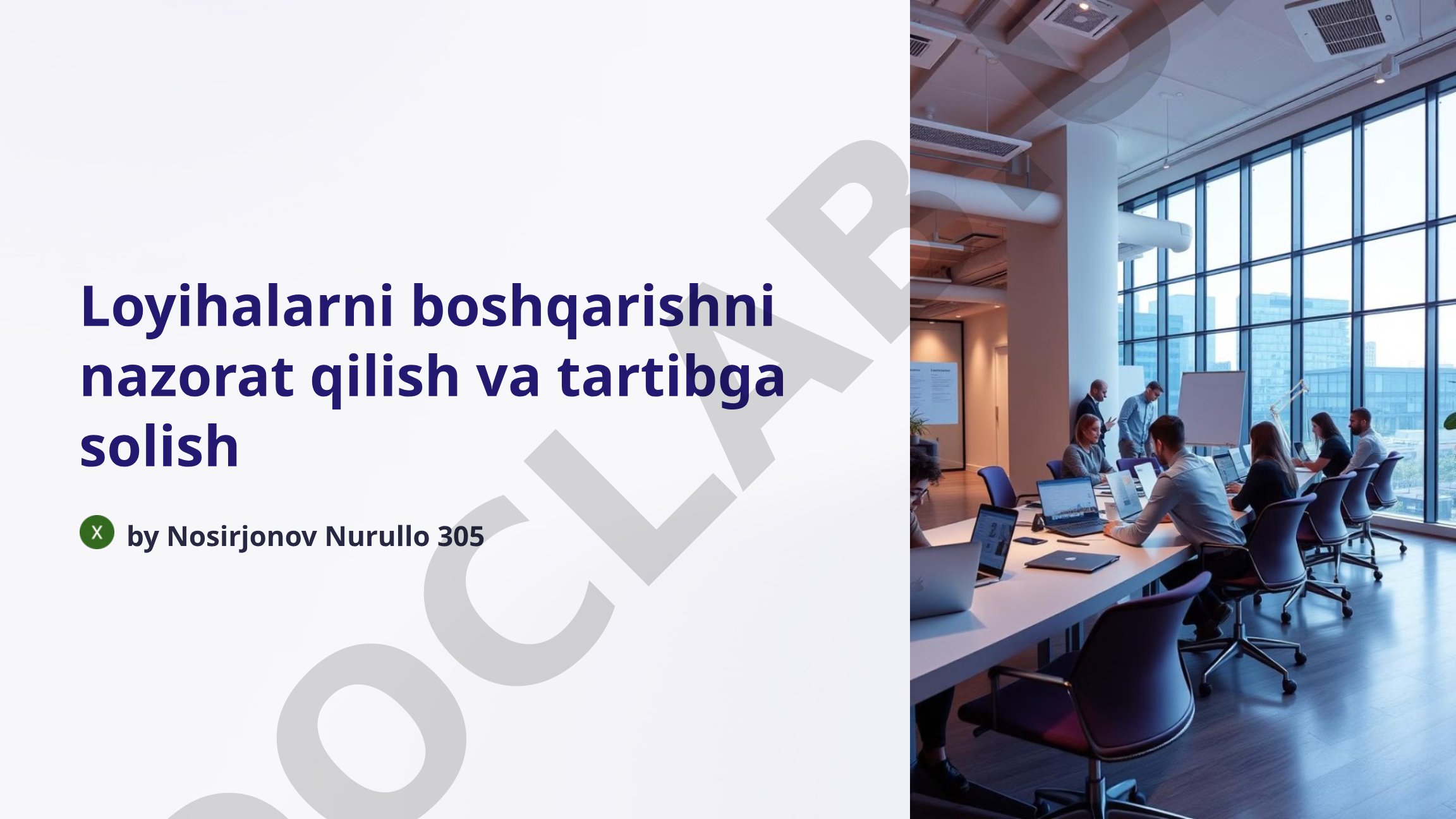 Loyihalarni boshqarishni nazorat qilish va tartibga solish