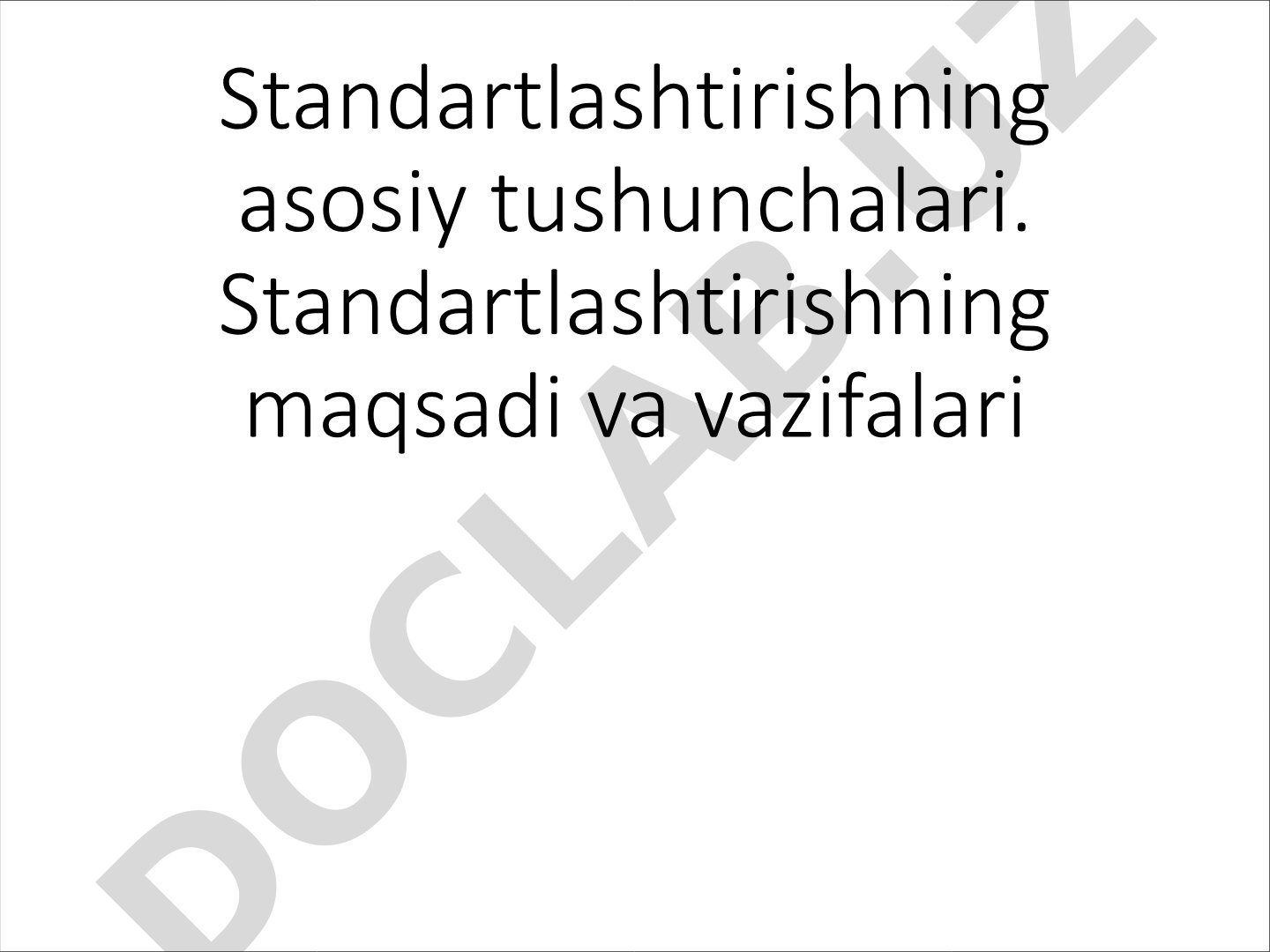 Standartlashtirishning asosiy tushunchalari