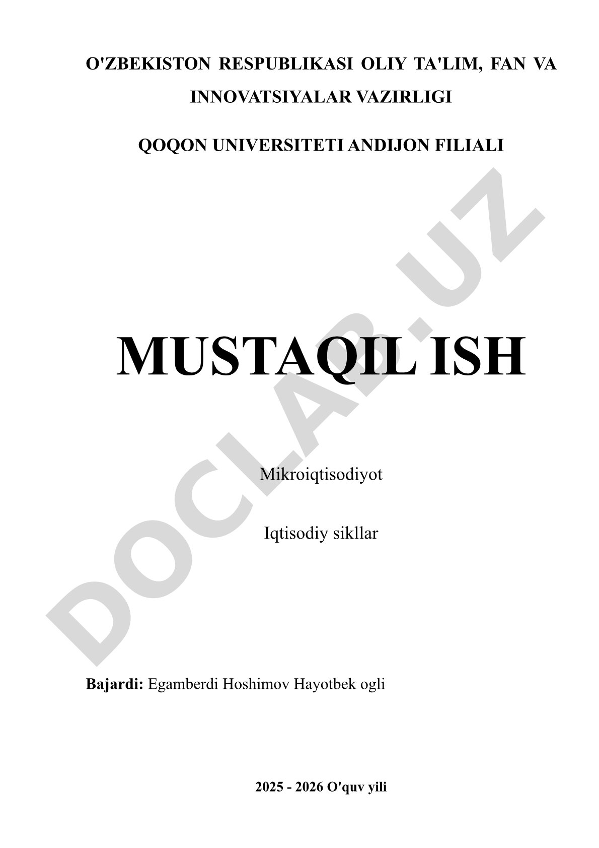 Iqtisodiy sikllarning tushunchasi, bosqichlari, xususiyatlari, omillari va tahlil