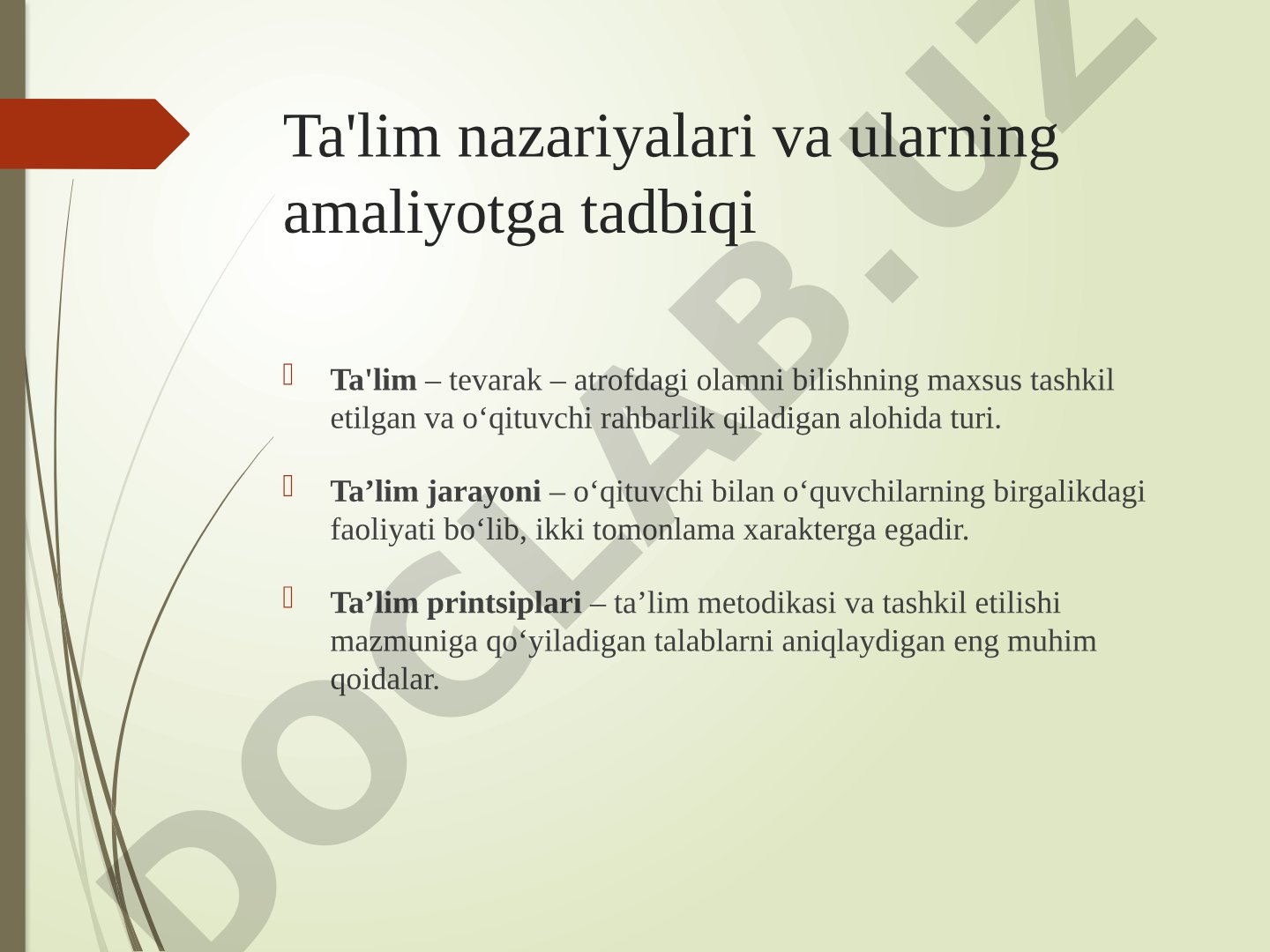 Ta'lim nazariyalari va ularning amaliyotga tadbiqi