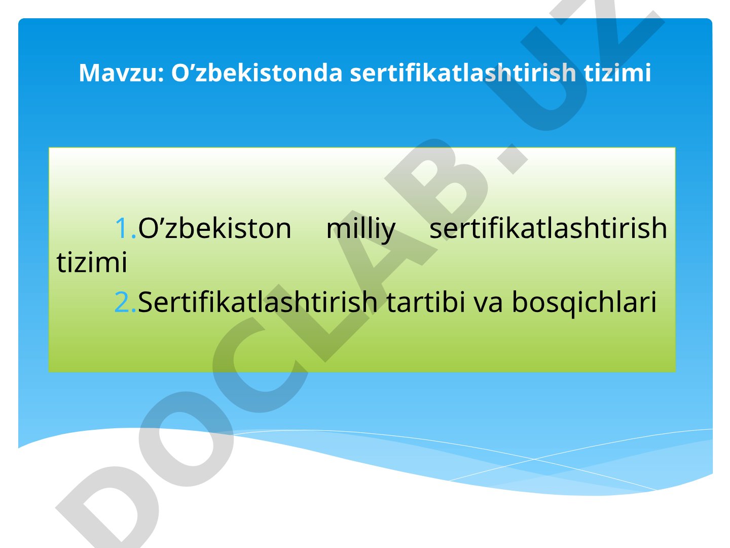 O’zbekistonda sertifikatlashtirish tizimi