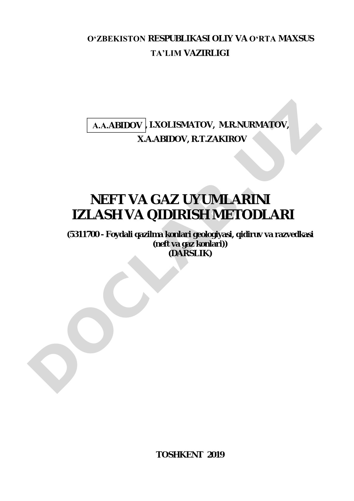 Neft va gaz uyumlarini izlash va qidirish metodlari