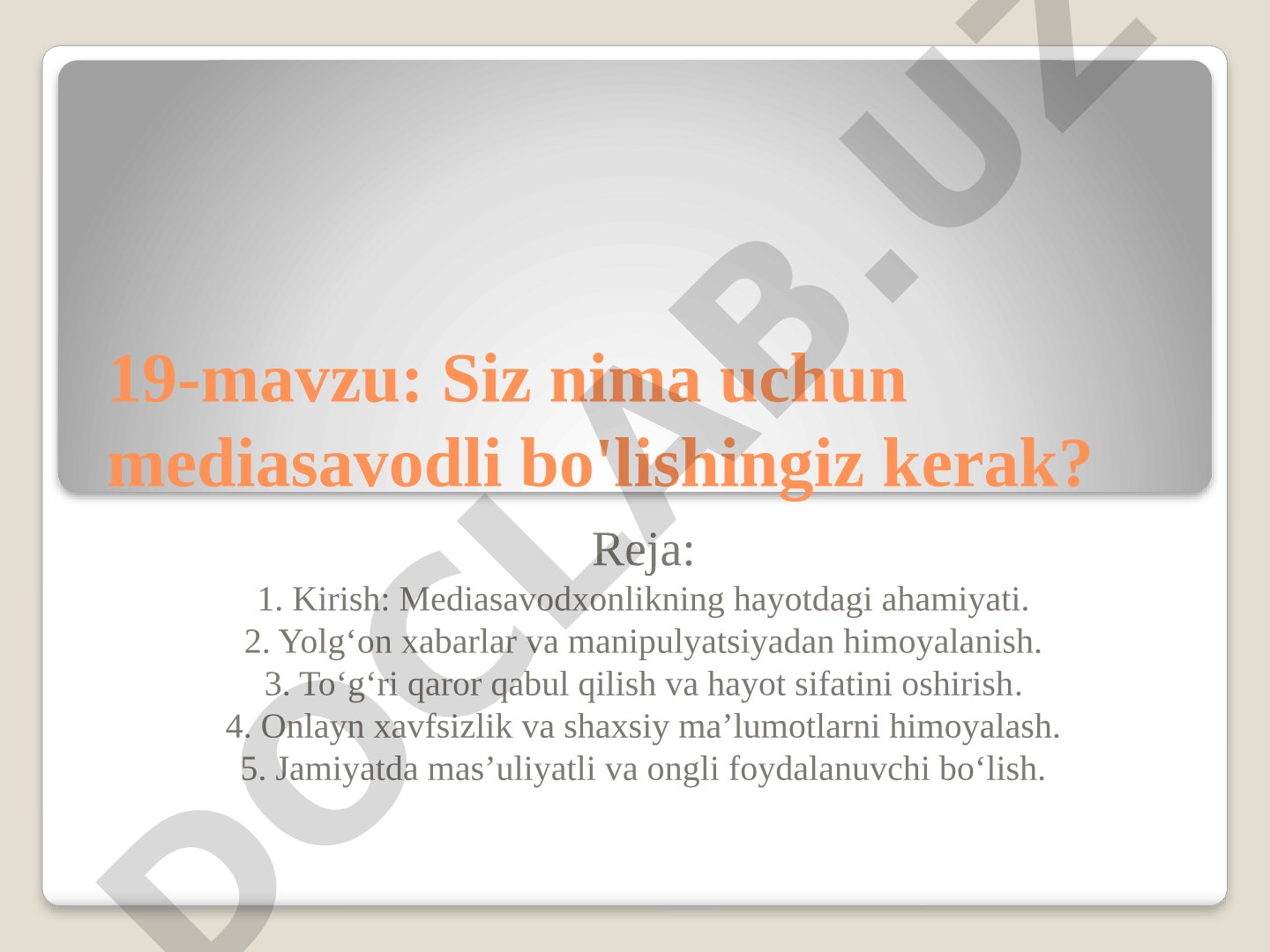 Siz nima uchun mediasavodli bo'lishingiz kerak?