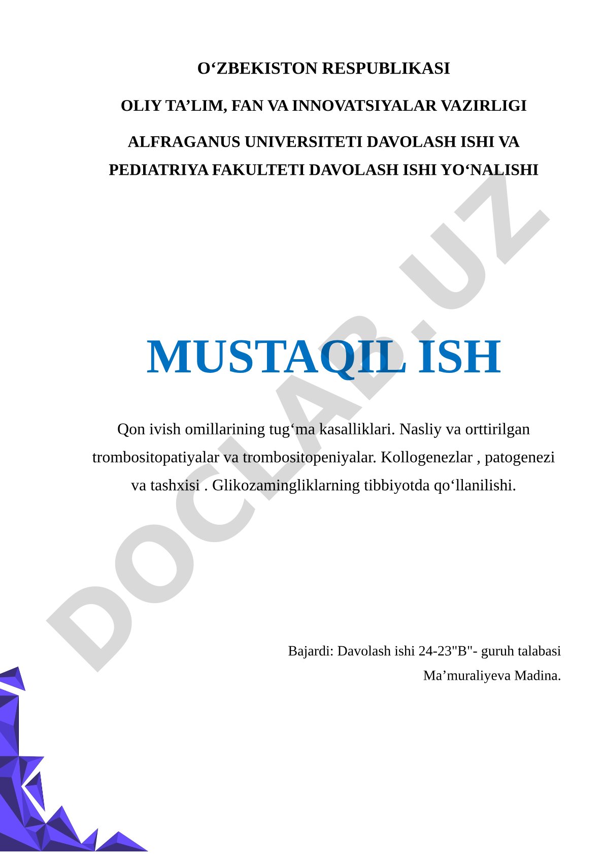 Qon ivish omillarining tugʻma kasalliklari, trombositopatiyalar va trombositopeniyalar