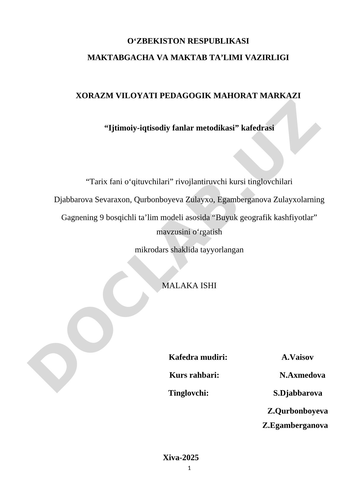 Gagne modeli asosida Buyuk geografik kashfiyotlar mavzusini o‘qitish