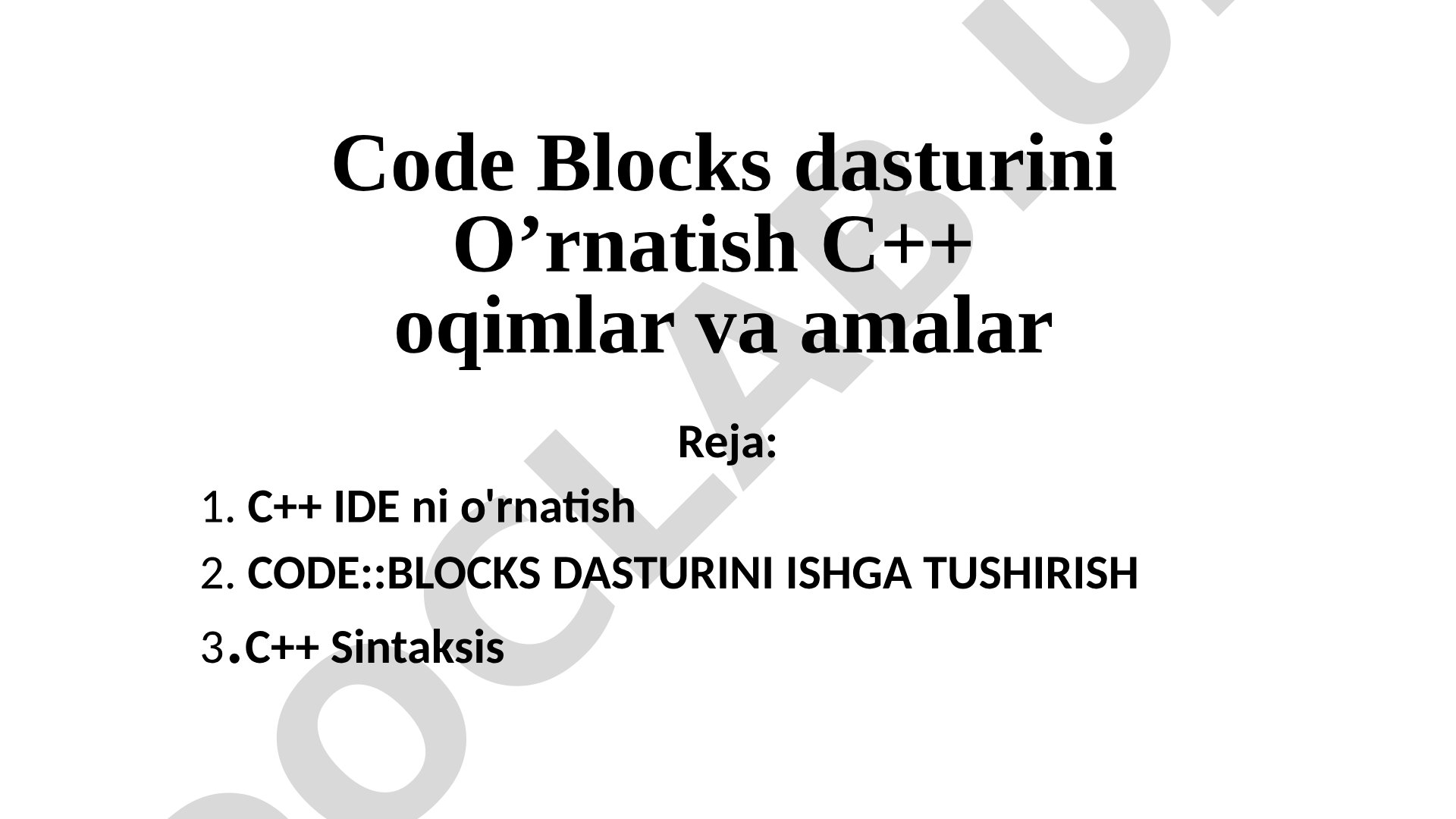 Code Blocks dasturini o'rnatish va C++ oqimlar
