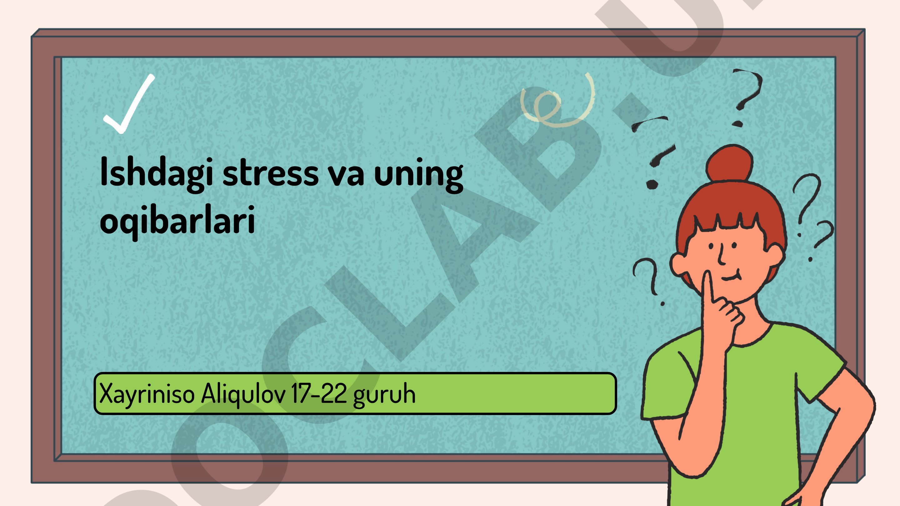 Ishdagi stress va uning oqibatlari