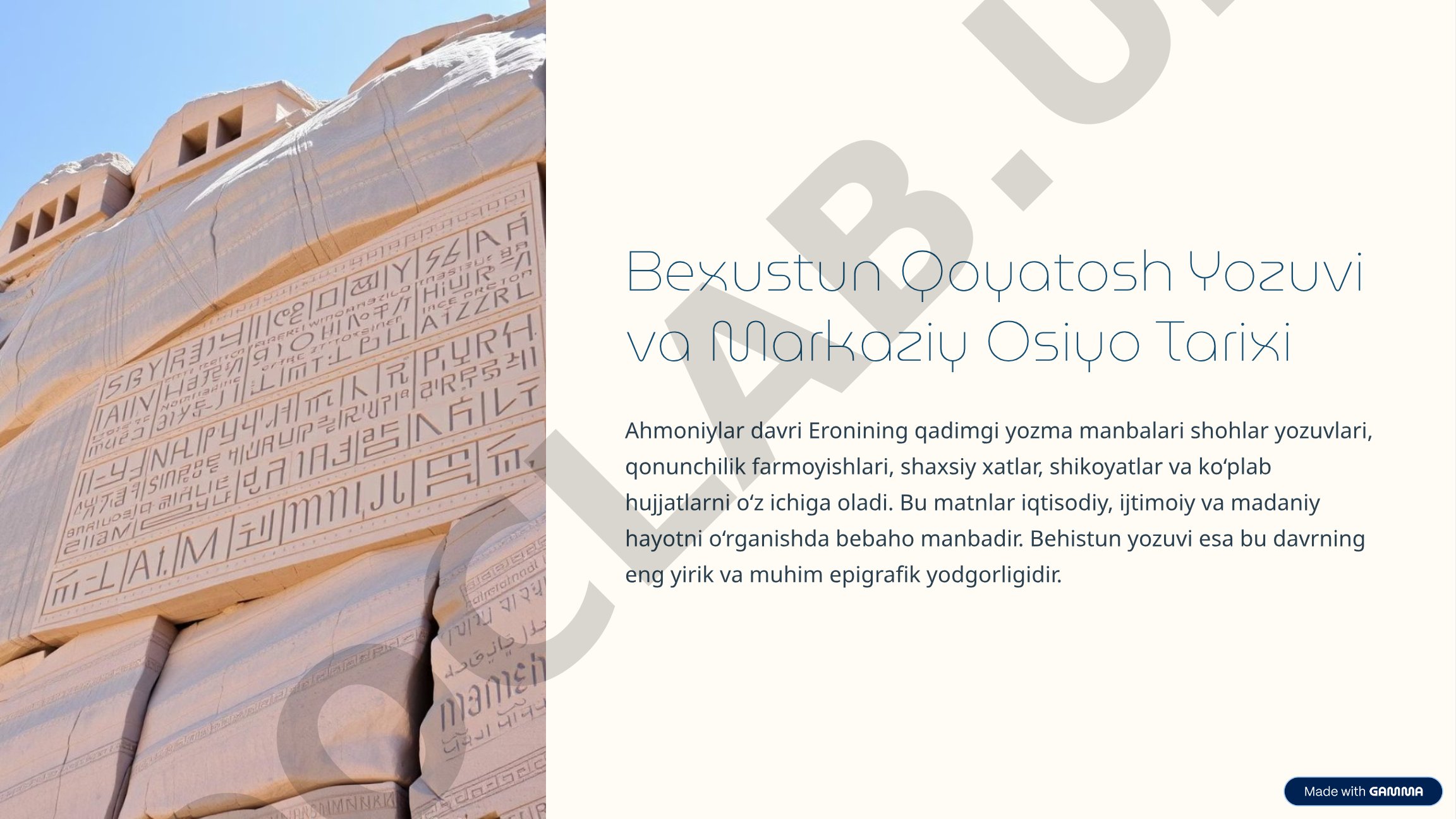 Bexustun Qoyatosh Yozuvi va Markaziy Osiyo Tarixi