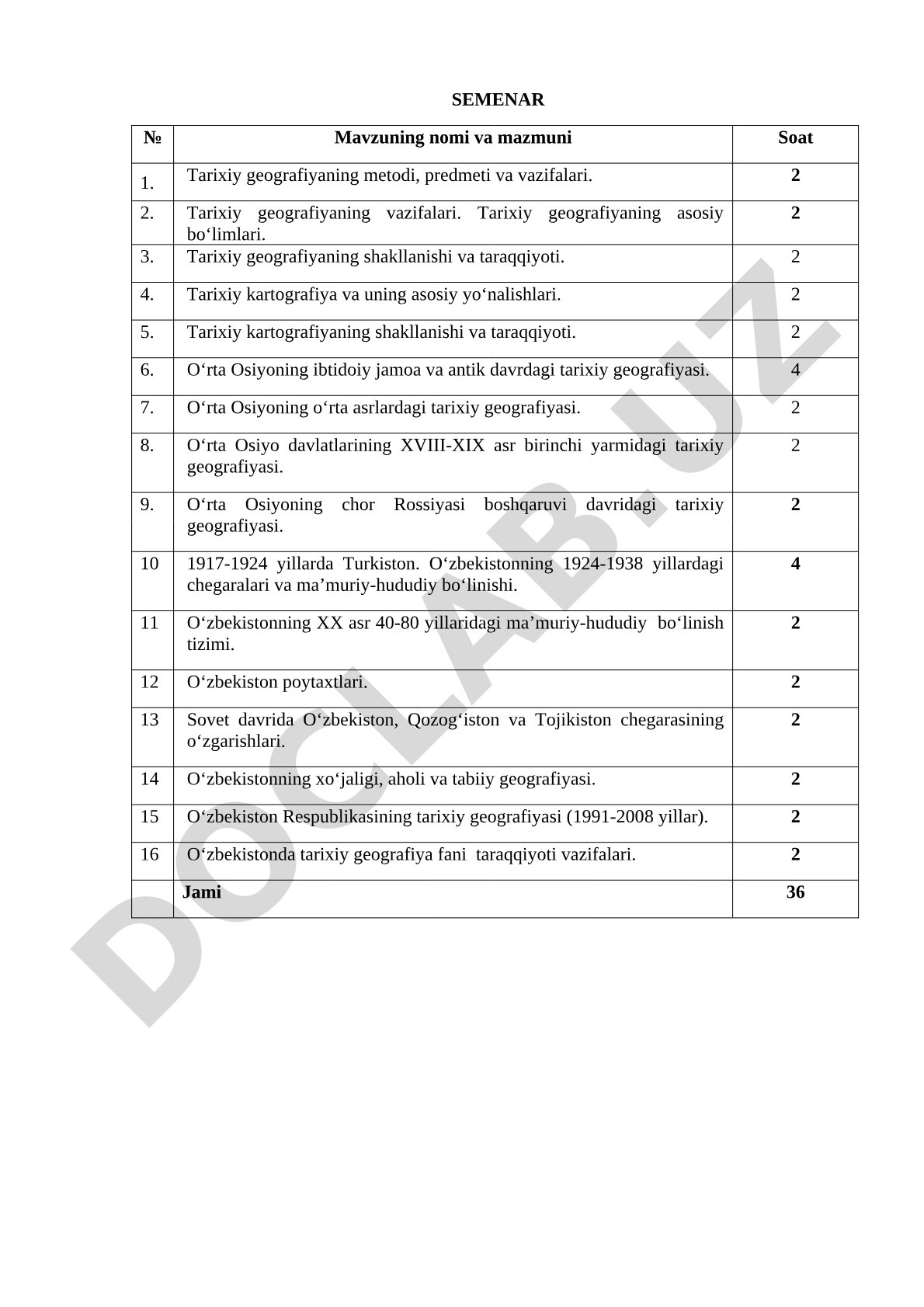 Tarixiy geografiya fanining mavzulari va mazmuni