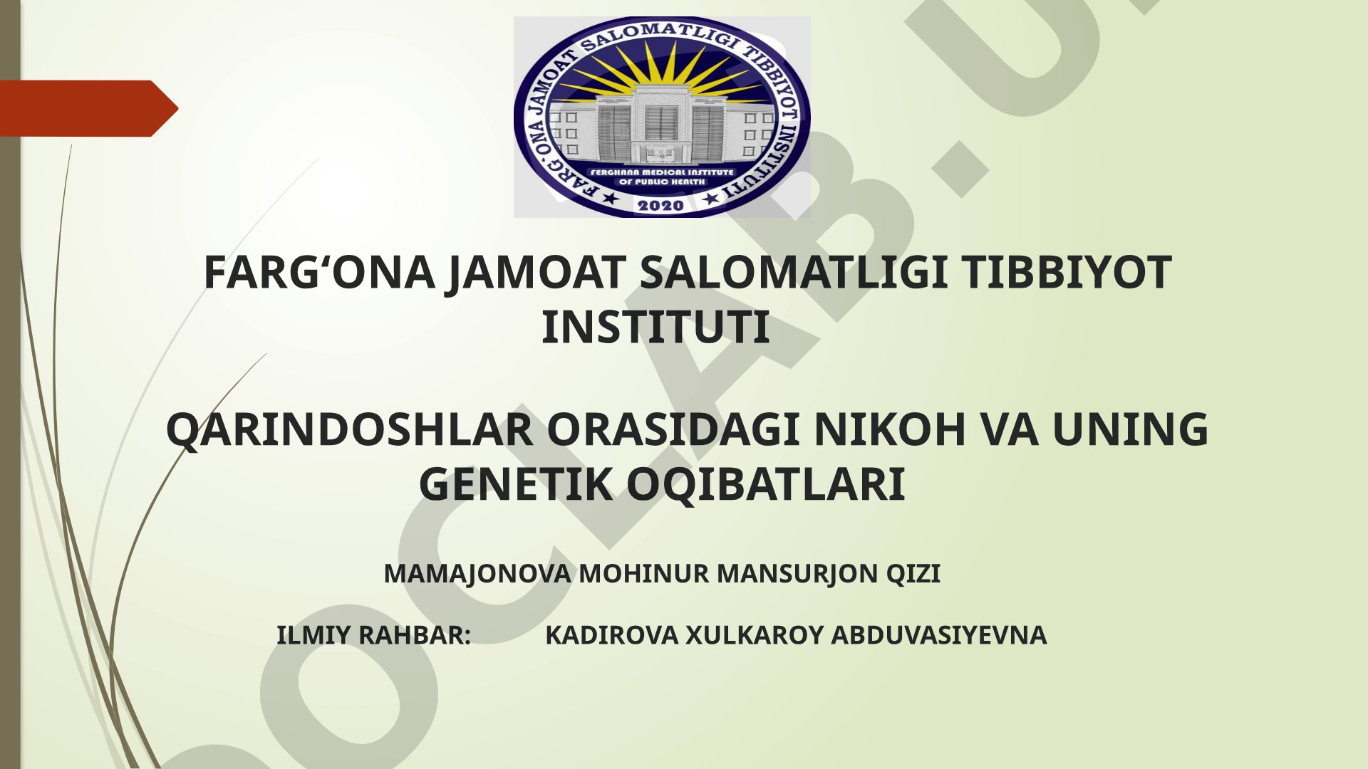 Qarindoshlar orasidagi nikoh va uning genetik oqibatlari