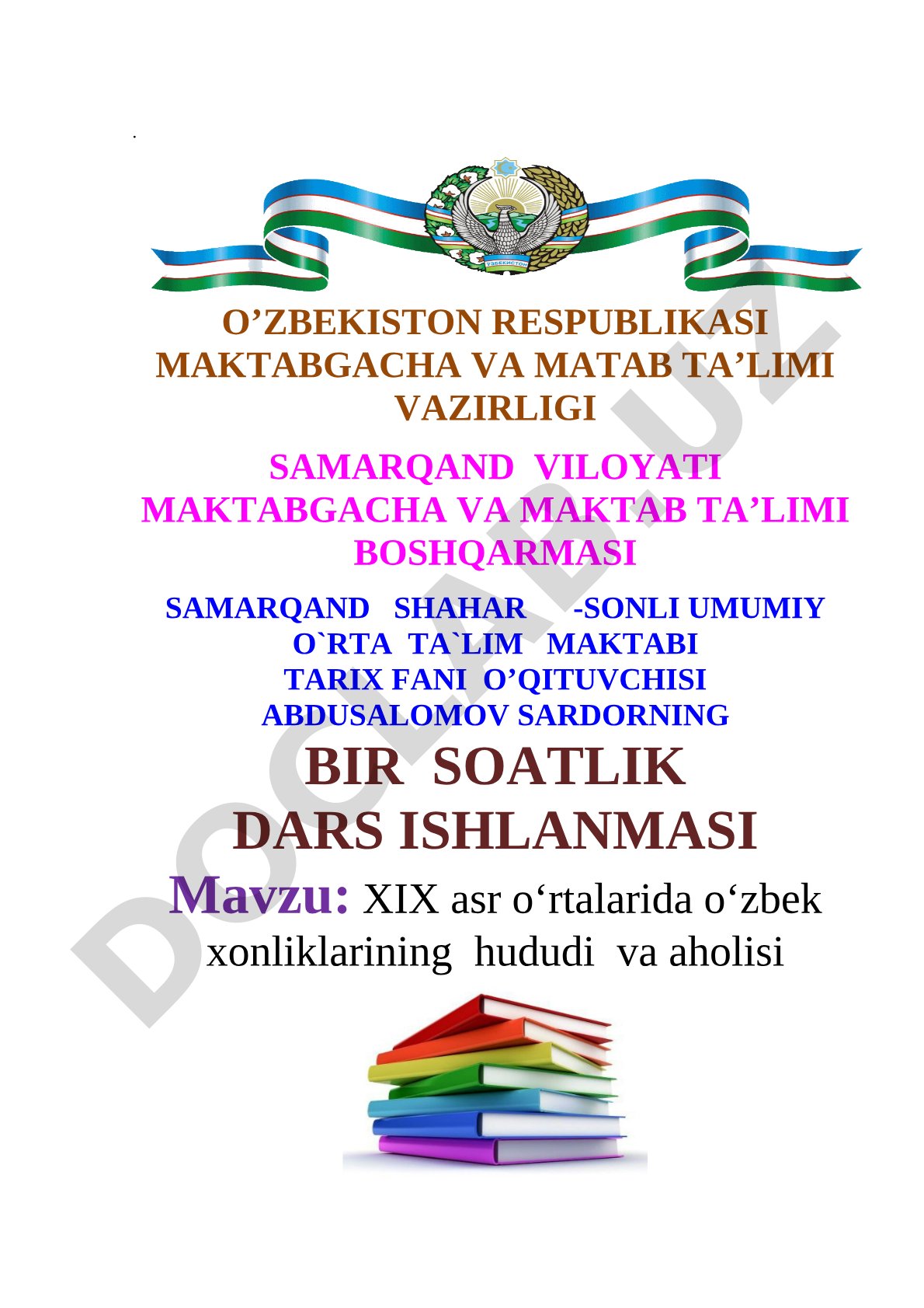 XIX asr o‘rtalarida o‘zbek xonliklarining hududi va aholisi