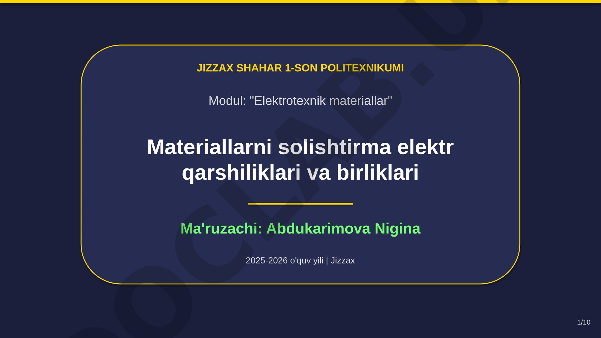 Materiallarni solishtirma elektr qarshiliklari va birliklari
