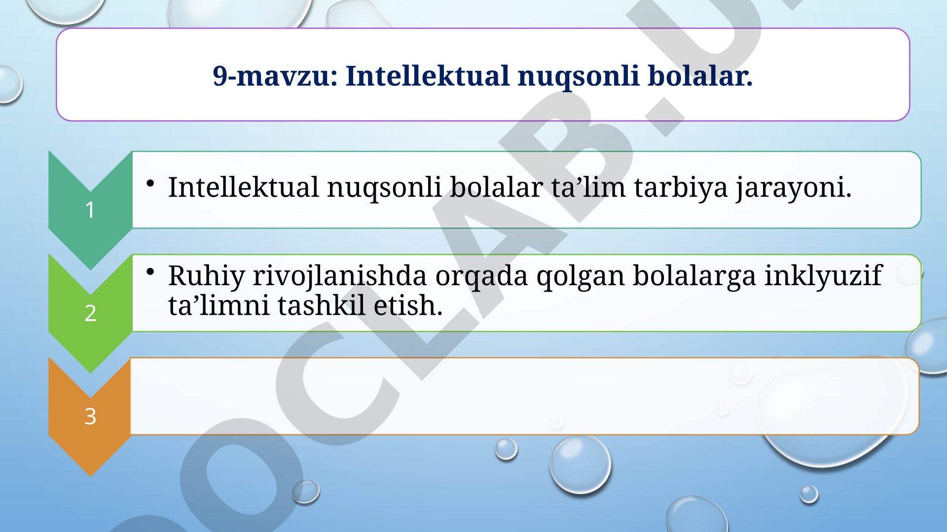 Intellektual nuqsonli bolalar ta'lim-tarbiya jarayoni, inklyuziv ta'lim, oligofreniya