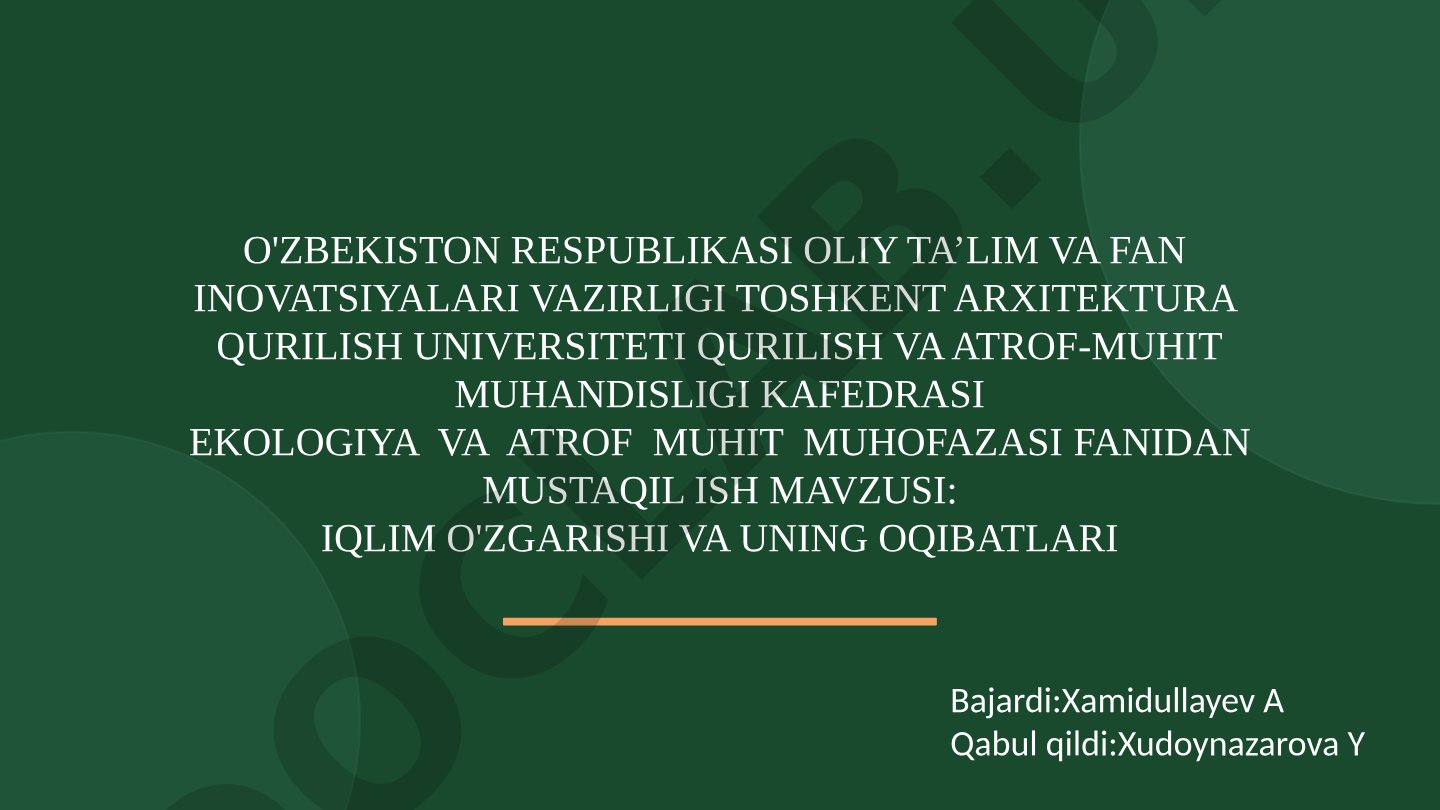 Iqlim o'zgarishi va uning oqibatlari