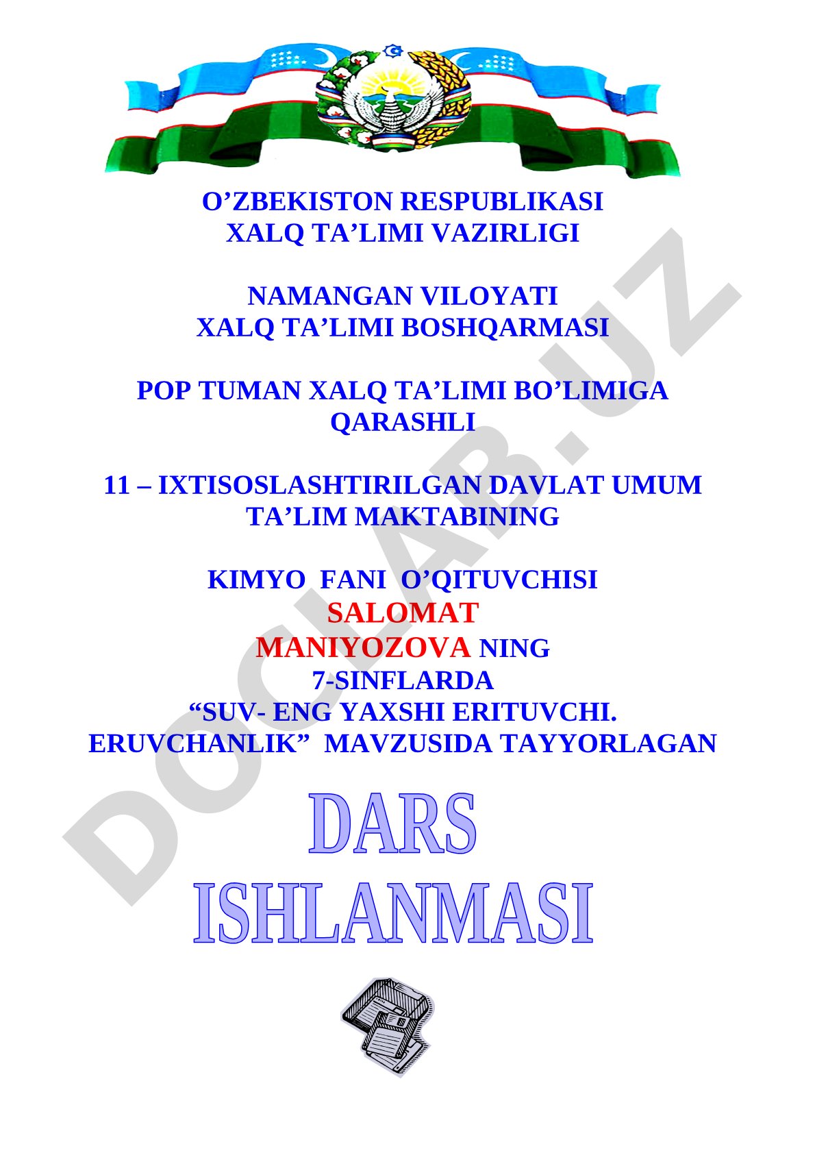 Suv eng yaxshi erituvchi. Eruvchanlik