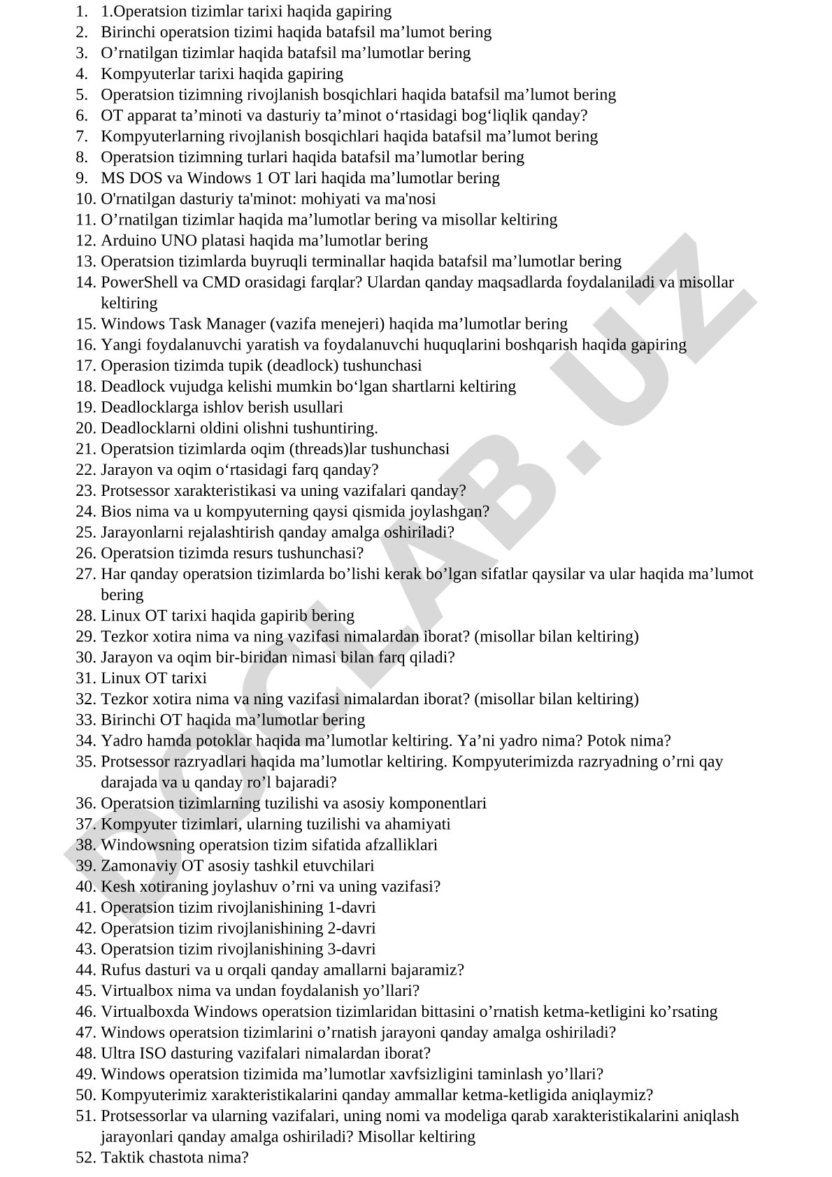 Operatsion tizimlar tarixi va rivojlanish bosqichlari