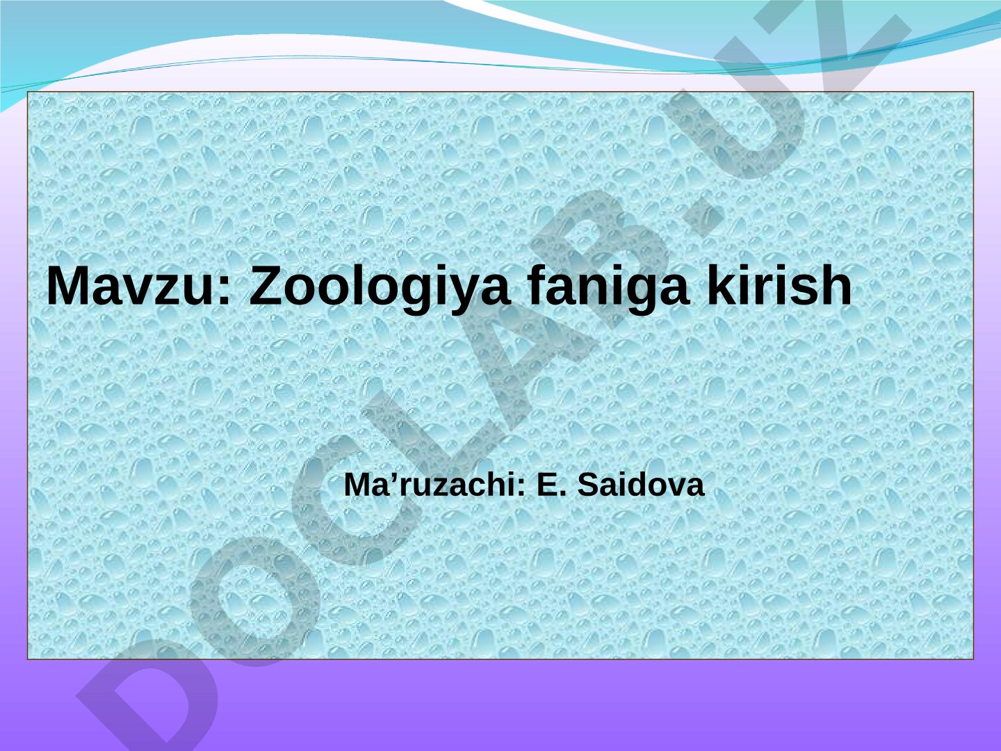 Zoologiya faniga kirish