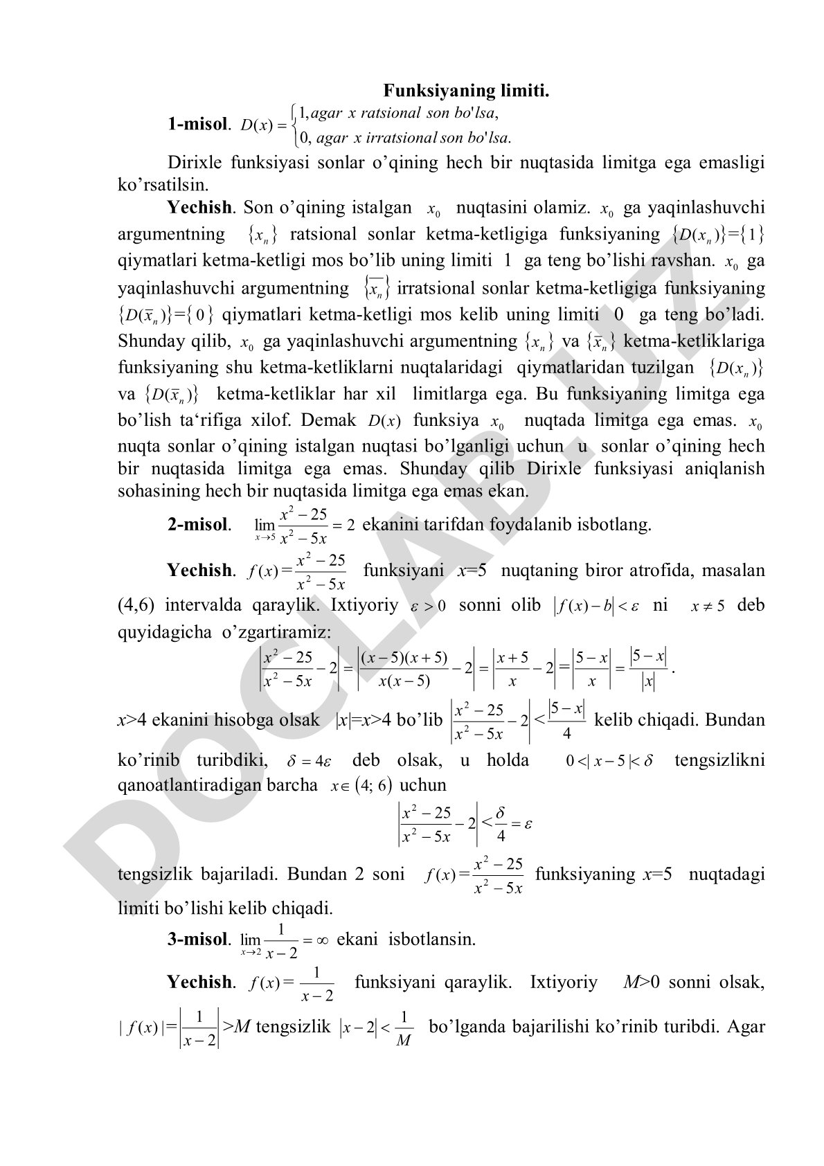 Funksiyaning limiti