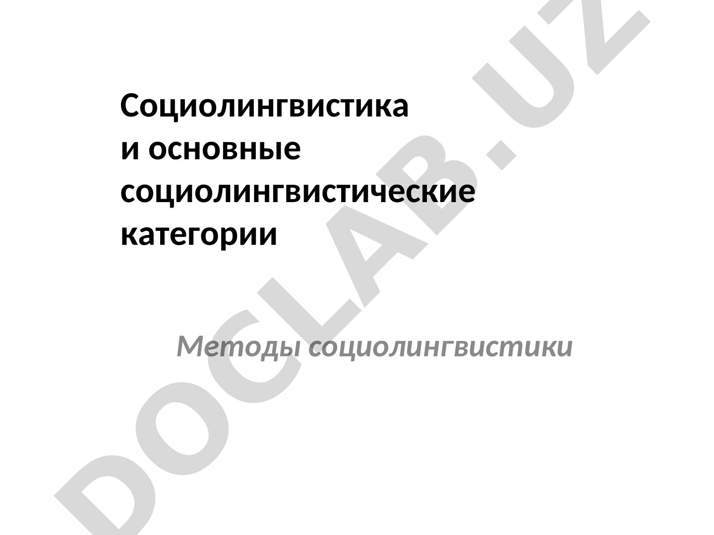 Социолингвистика и основные социолингвистические категории