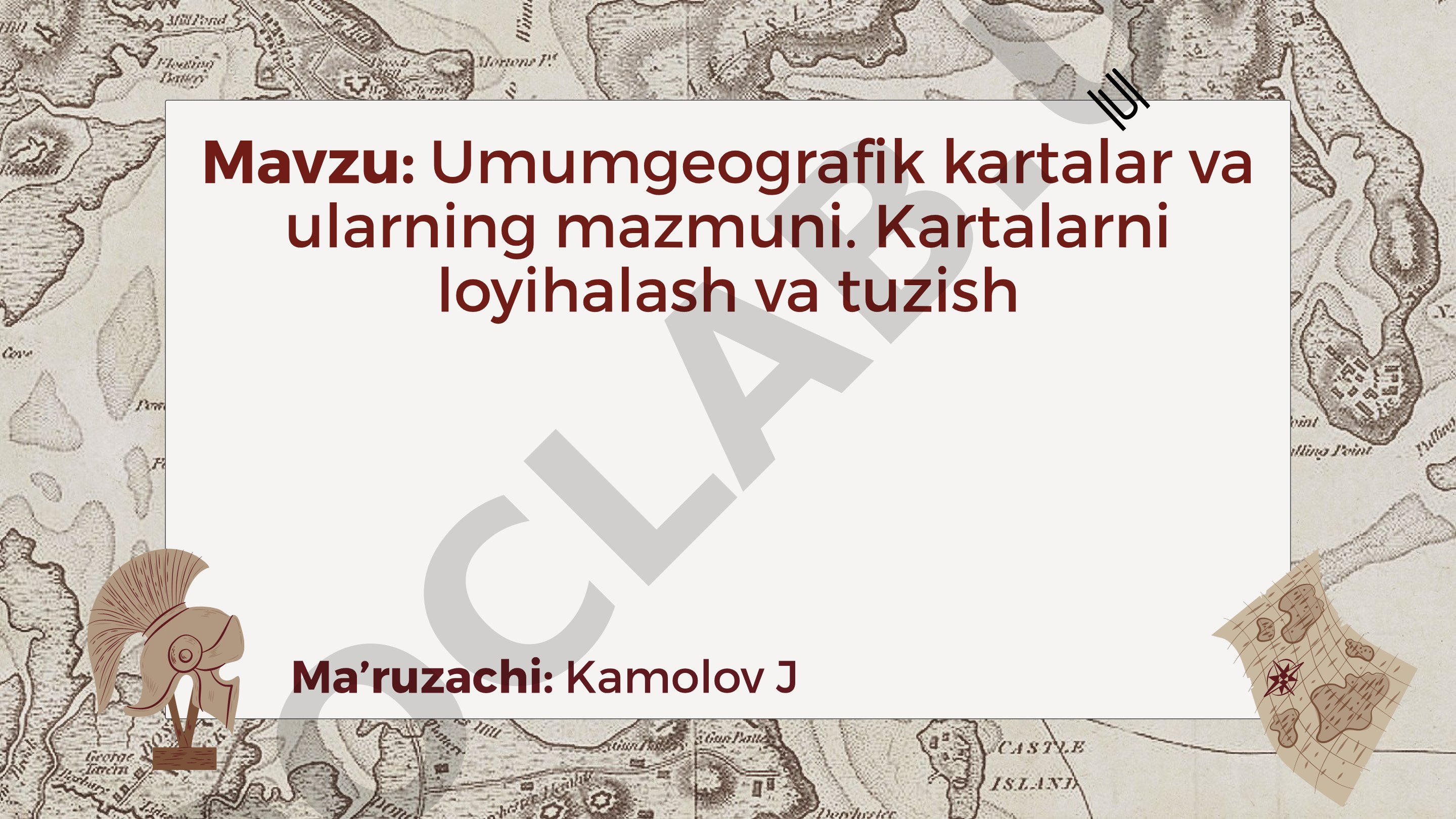 Umumgeografik kartalar va ularning mazmuni. Kartalarni loyihalash va tuzish
