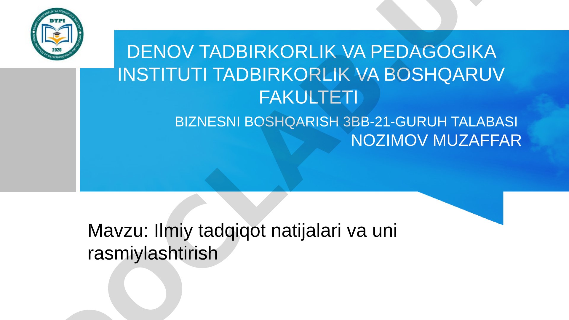 Ilmiy tadqiqot natijalari va uni rasmiylashtirish