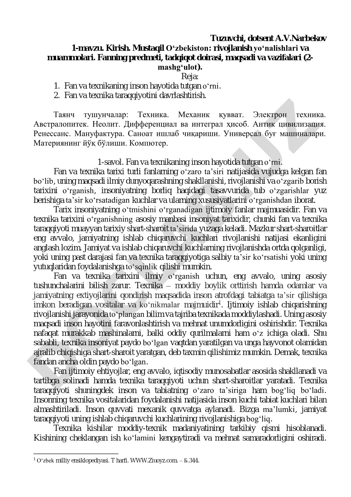 Mustaqil O‘zbekiston: rivojlanish yo‘nalishlari va muammolari