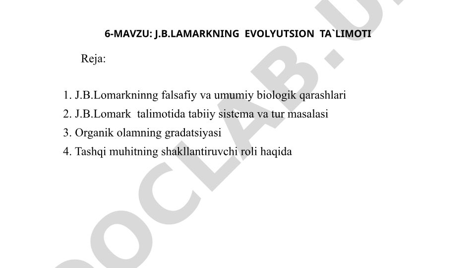 J.B.Lamarkning evolyutsion ta'limoti