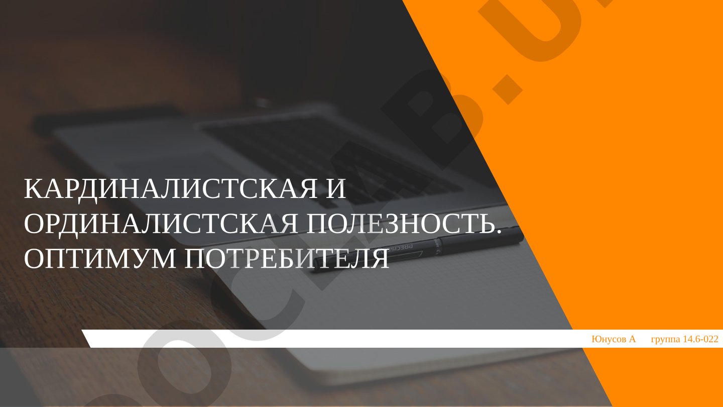 Кардиналистская и ординалистская полезность. Оптимум потребителя