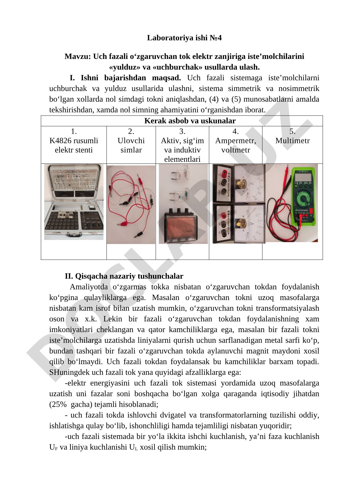 Uch fazali o‘zgaruvchan tok elektr zanjiriga iste’molchilarini «yulduz» va «uchburchak» usullarda ulash