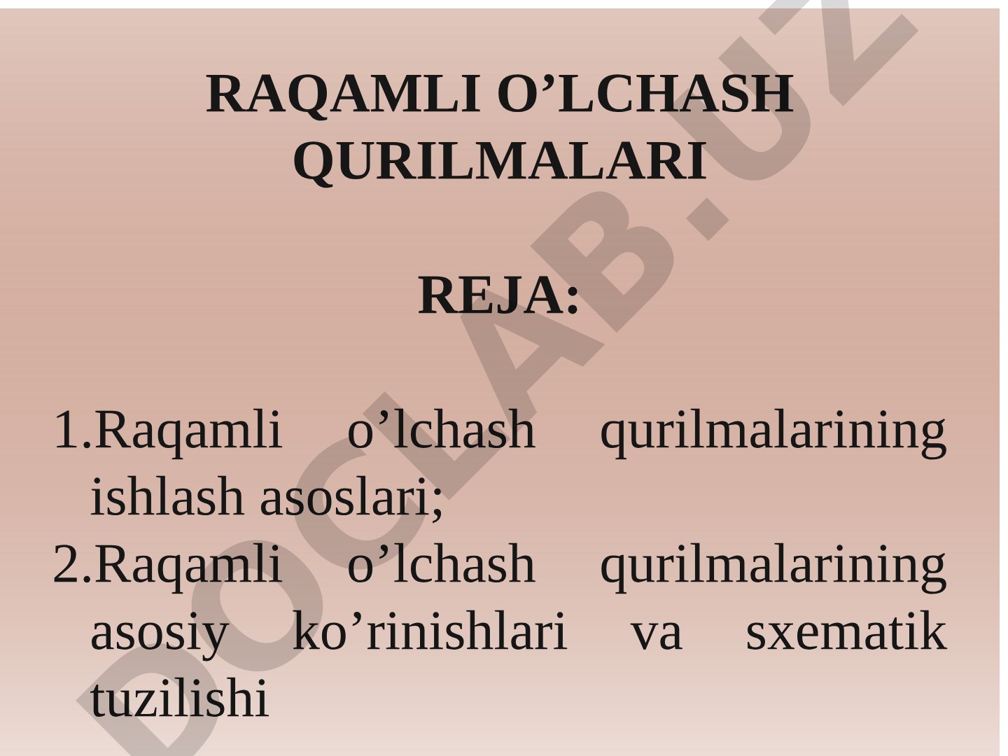 Raqamli o‘lchash qurilmalari