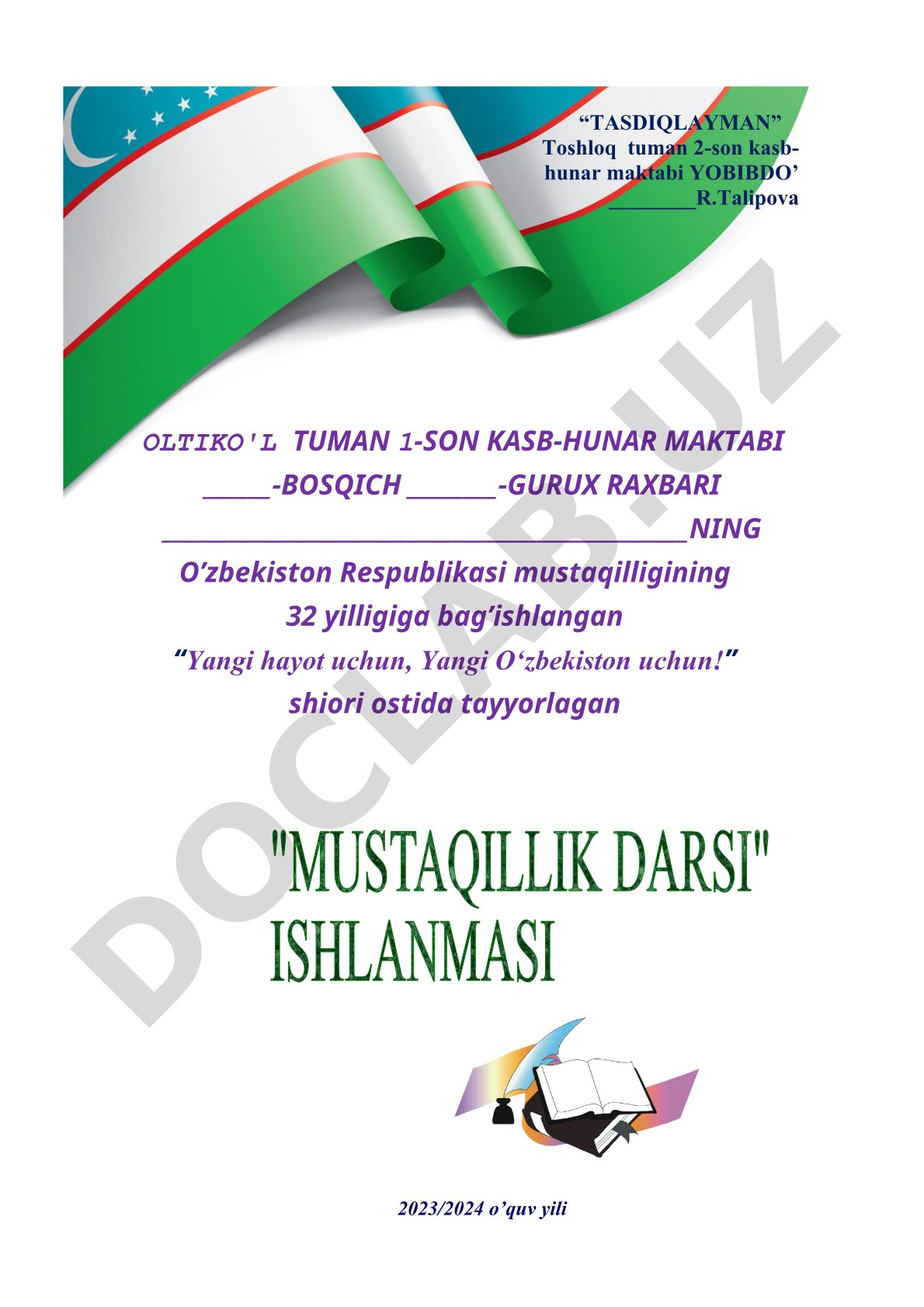 Mustaqillik darsi mavzulari bo'yicha soatlar taqsimoti