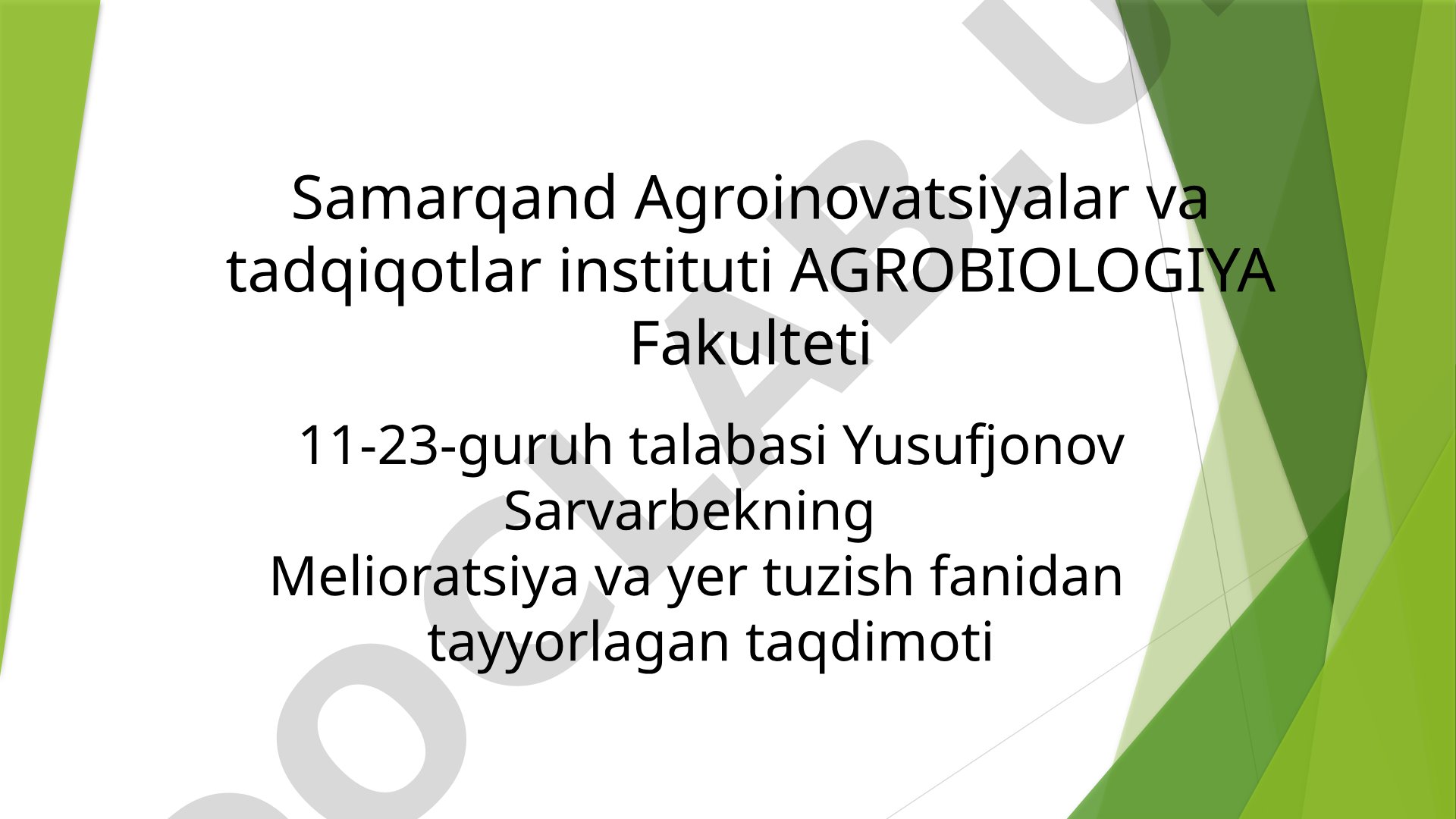 O‘zbekiston Respublikasi Yer kodeksini o‘rganish