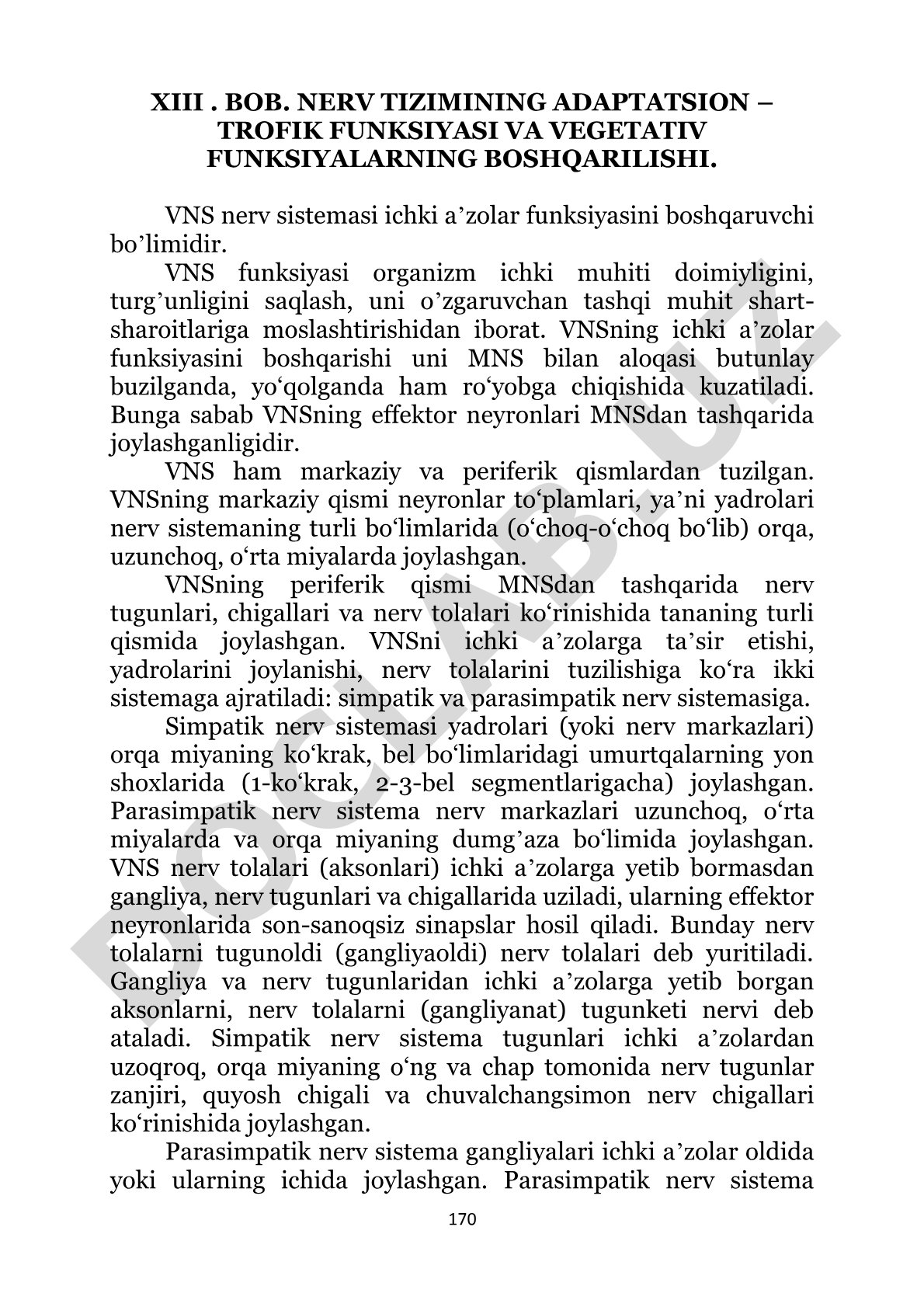 Nerv tizimining adaptatsion-trofik funksiyasi va vegetativ funksiyalarning boshqarilishi