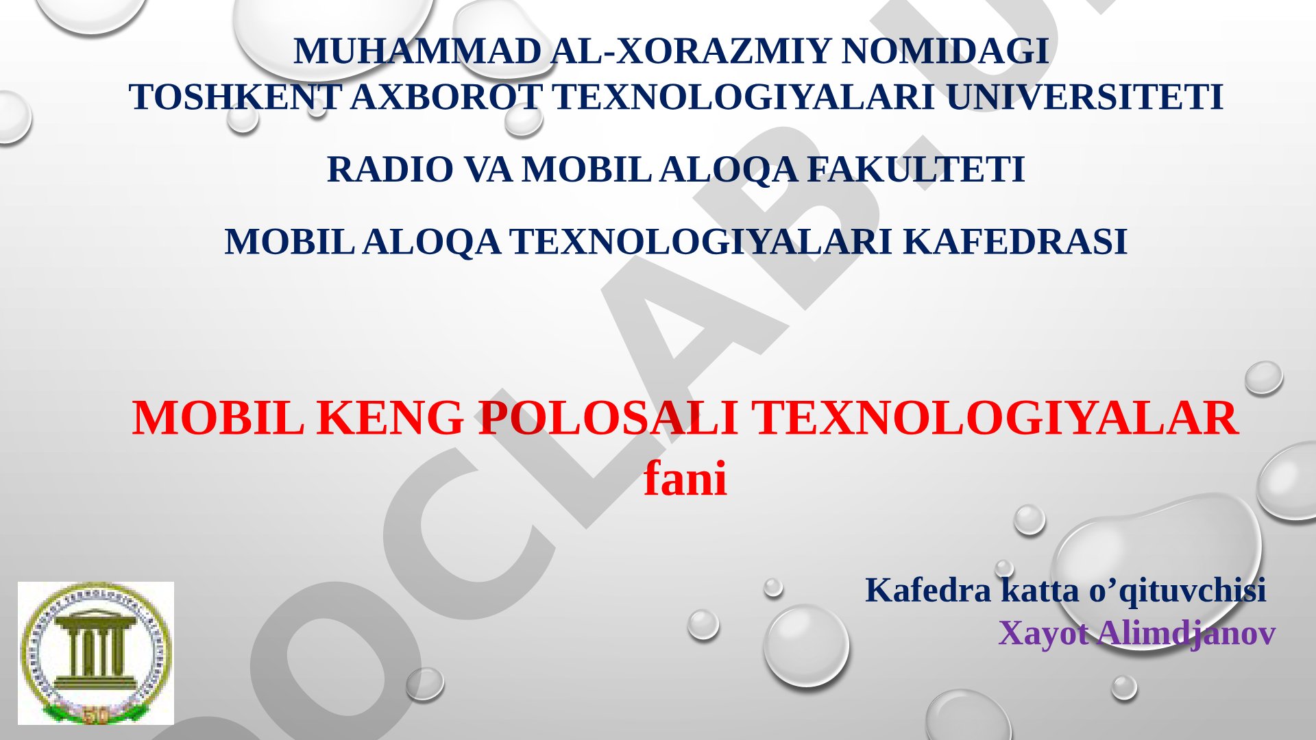 Ma’ruza 1. Sun’iy yo‘ldoshli keng polosali aloqa tizimlari