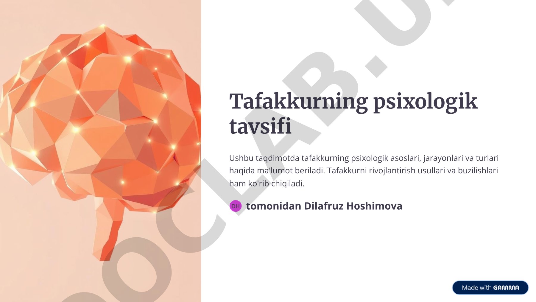 Tafakkurning psixologik tavsifi