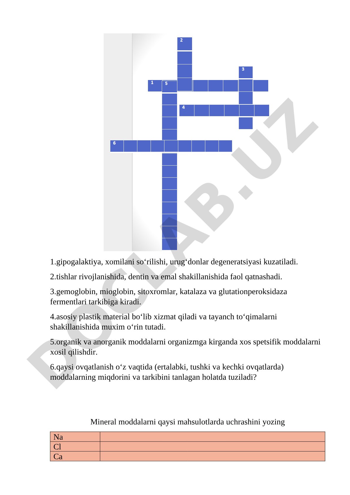 Mineral moddalarning organizmdagi roli va manbalari