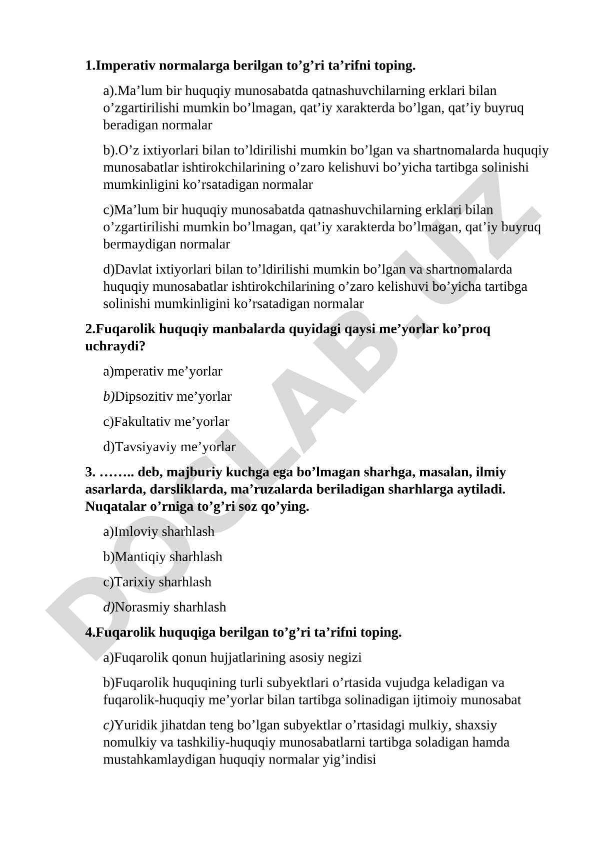 Imperativ va dispozitiv normalar, fuqarolik huquqiy manbalari
