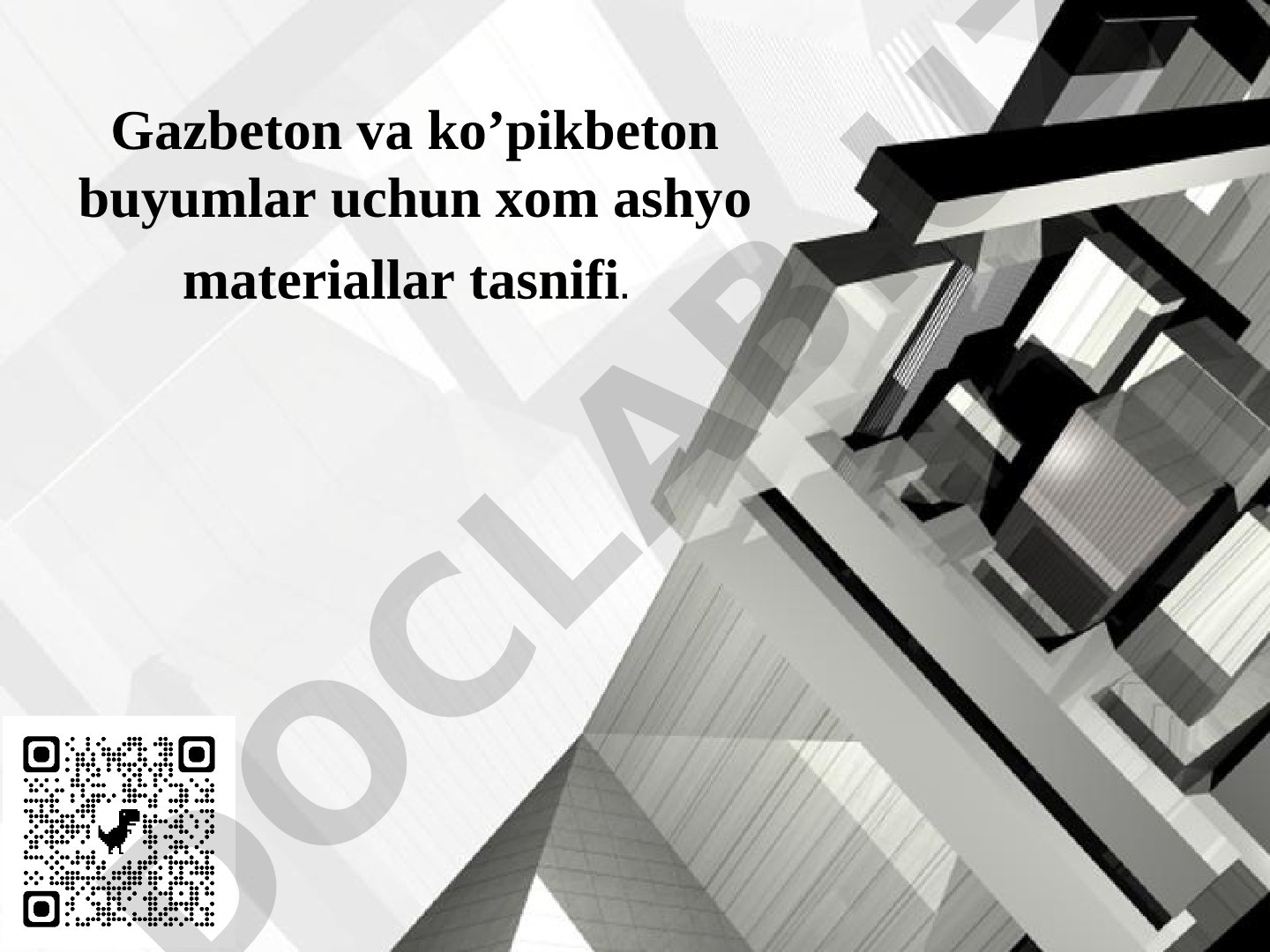 Gazbeton va koʼpikbeton buyumlar uchun xom ashyo materiallar tasnifi.