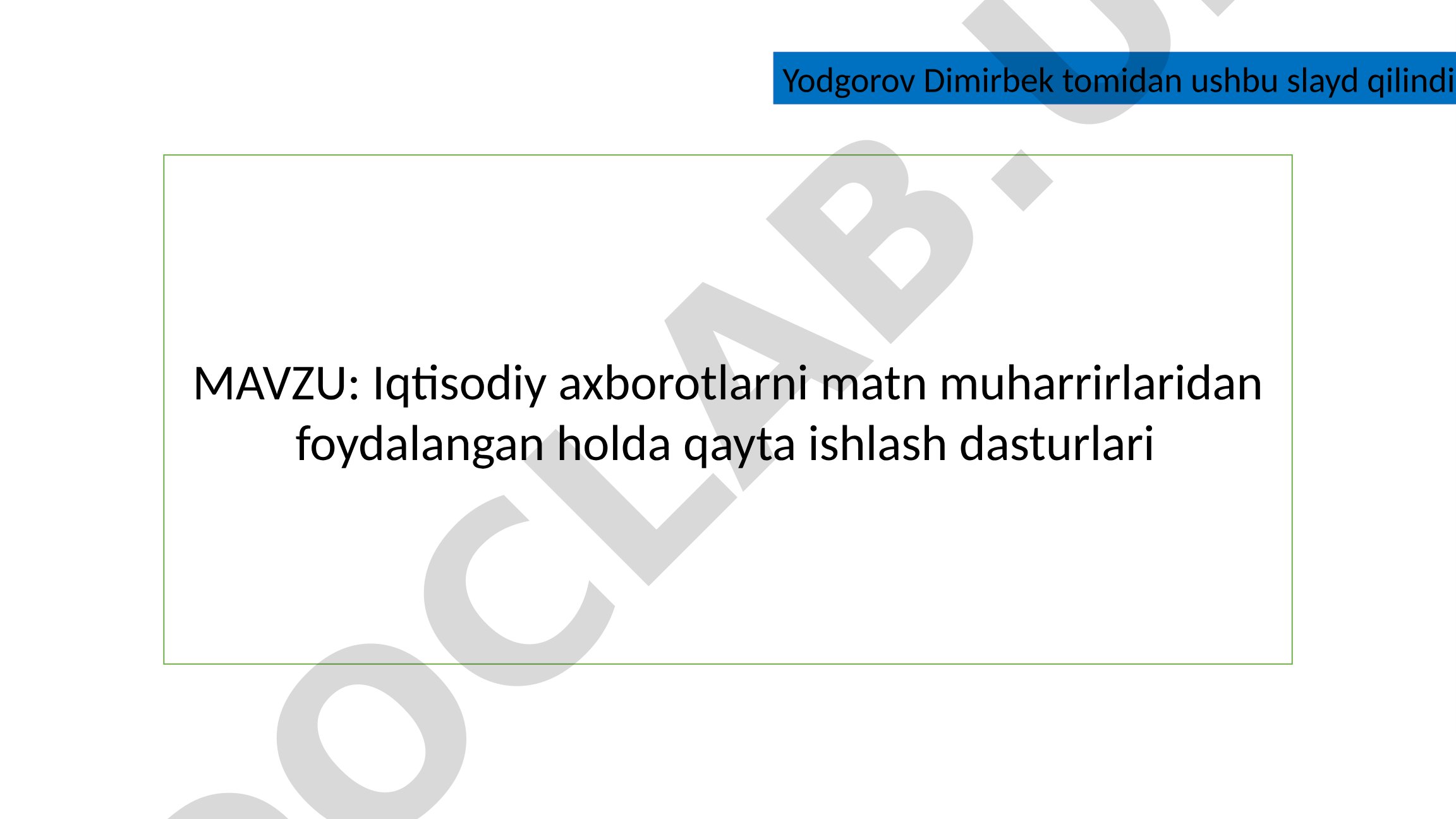 Iqtisodiy axborotlarni matn muharrirlaridan foydalangan holda qayta ishlash dasturlari
