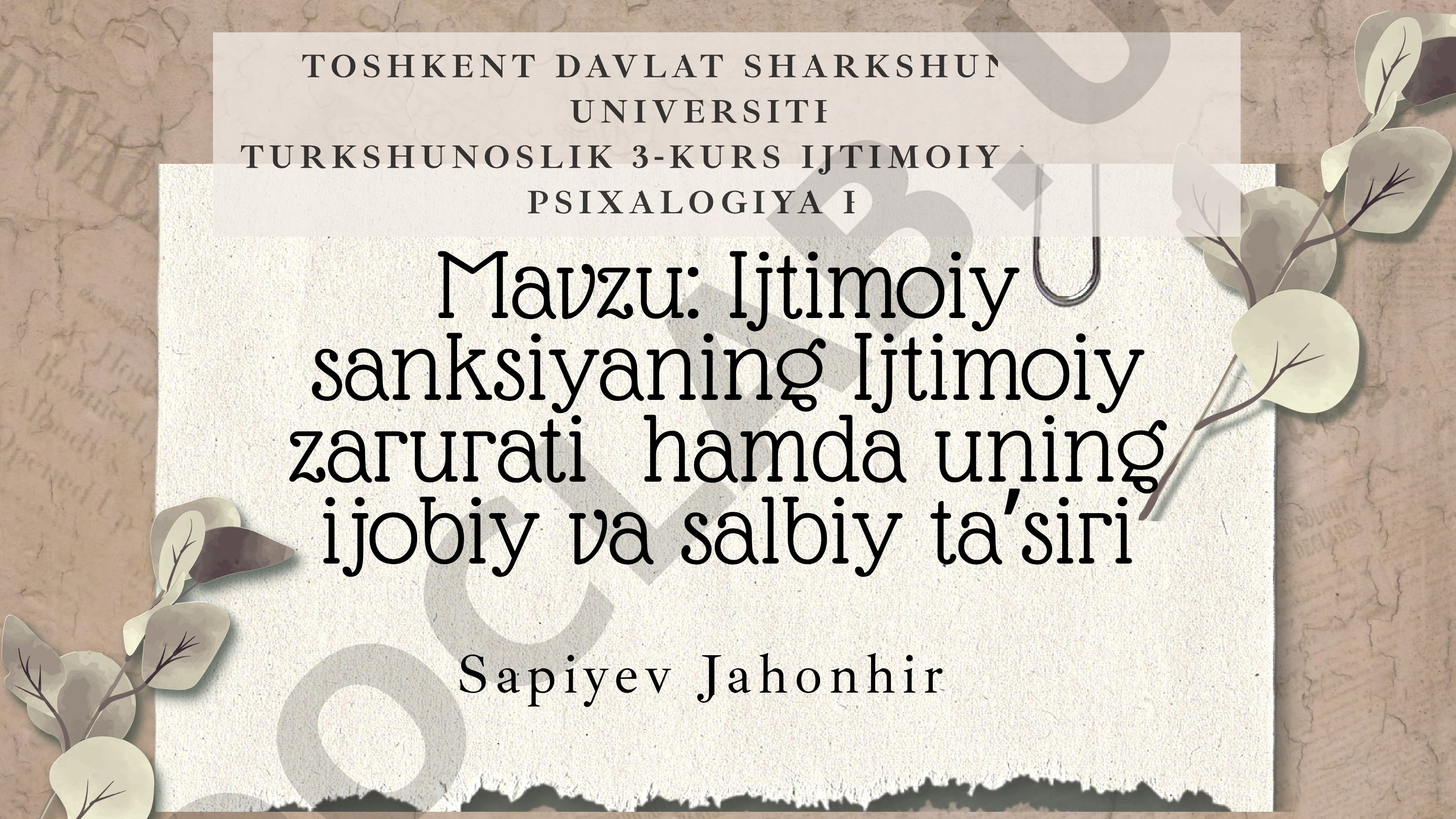 Ijtimoiy sanksiyaning Ijtimoiy zarurati hamda uning ijobiy va salbiy taʼsiri