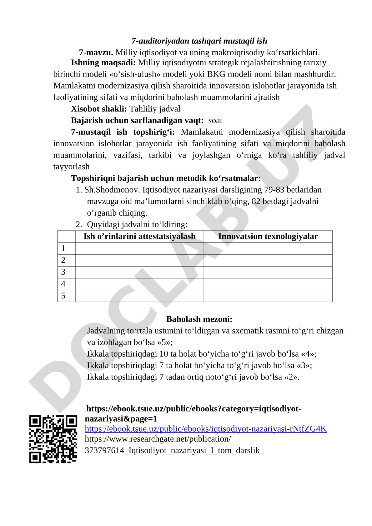 Milliy iqtisodiyot va uning makroiqtisodiy ko‘rsatkichlari