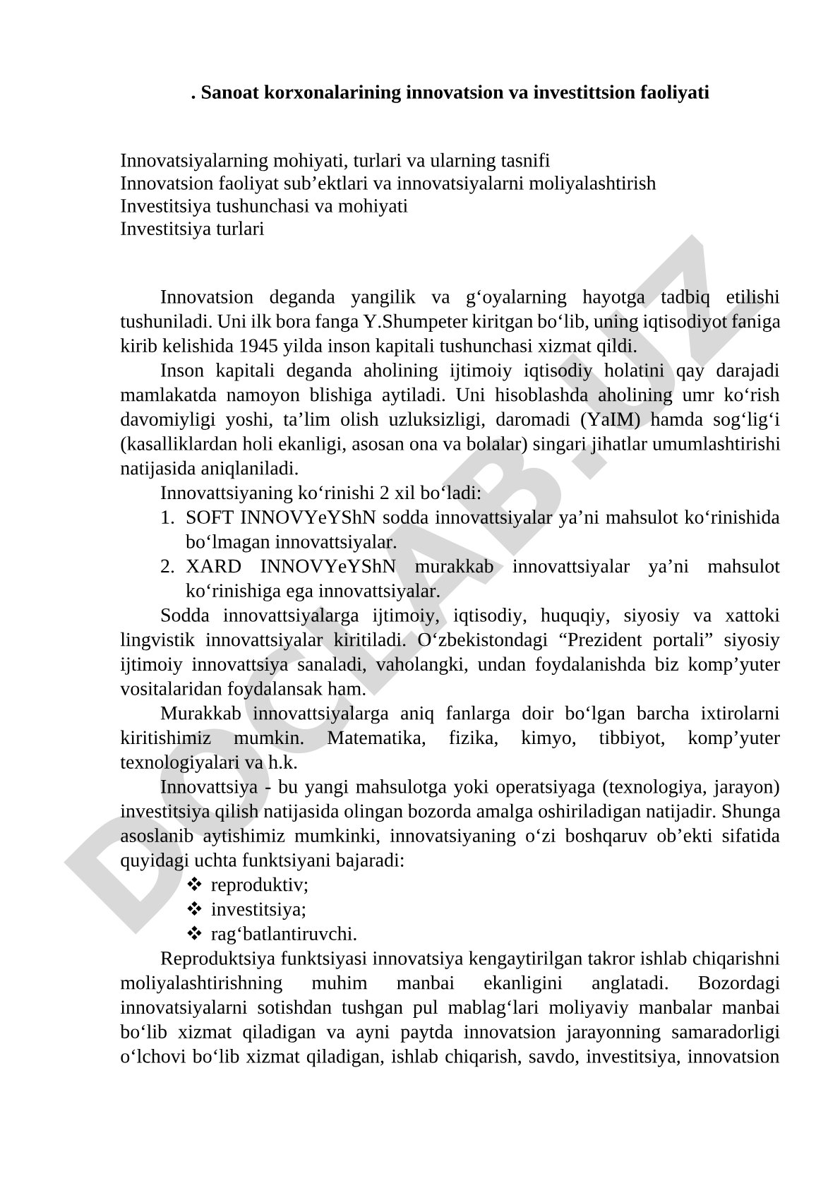 Sanoat korxonalarining innovatsion va investittsion faoliyati