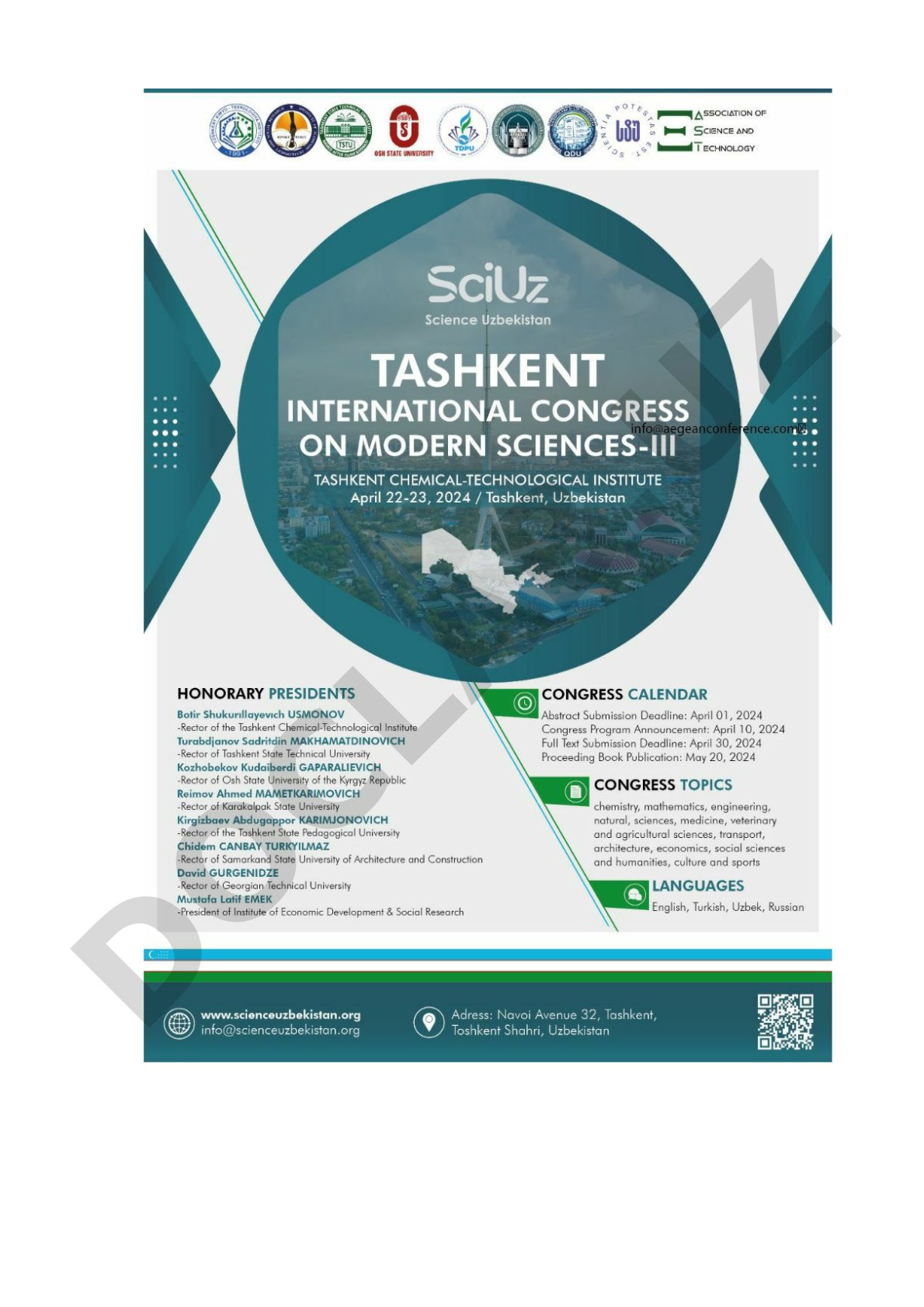 Tashkent International Congress on Modern Sciences