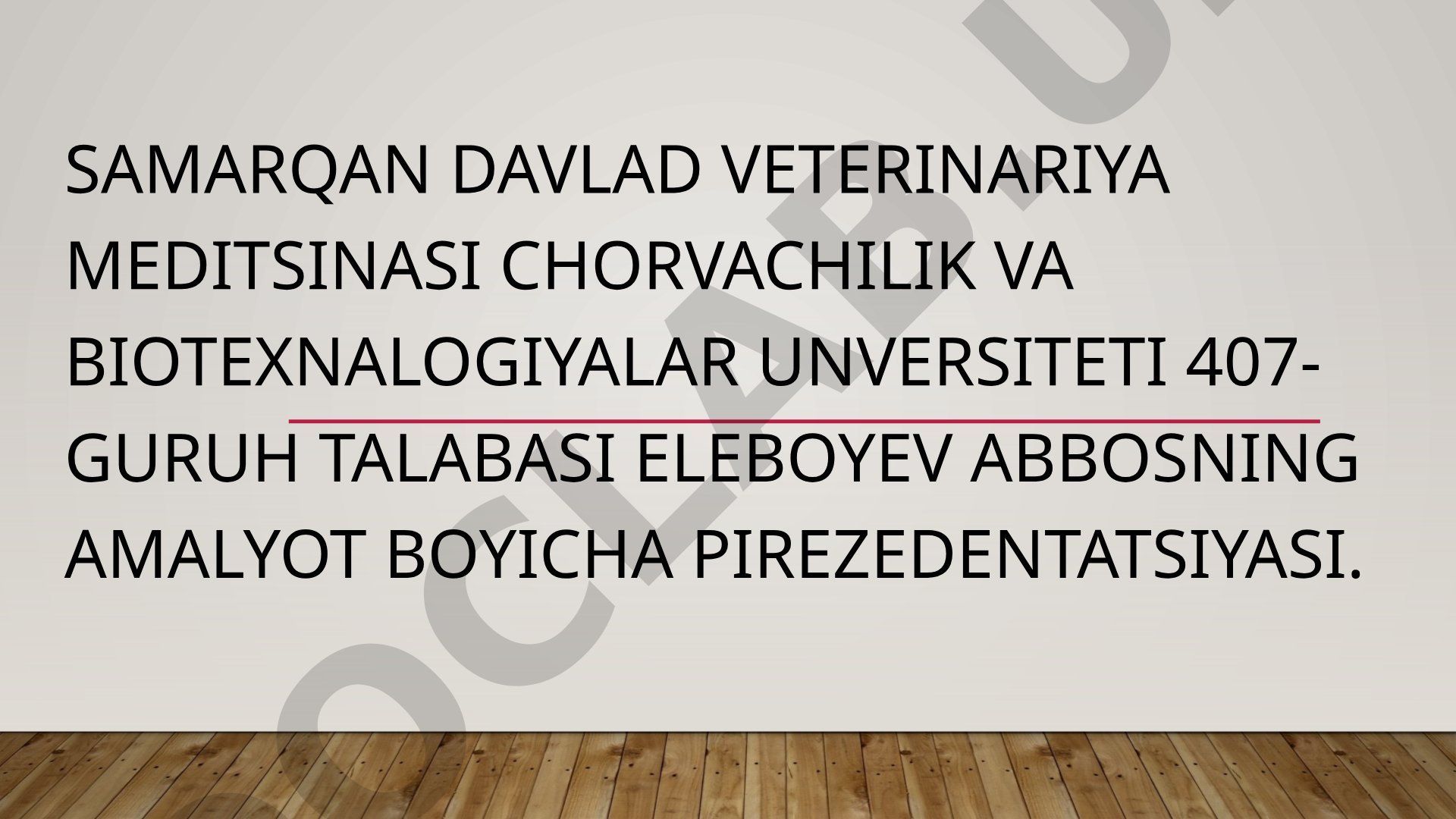 Qoramol kasalliklarida veterinariya amaliyoti