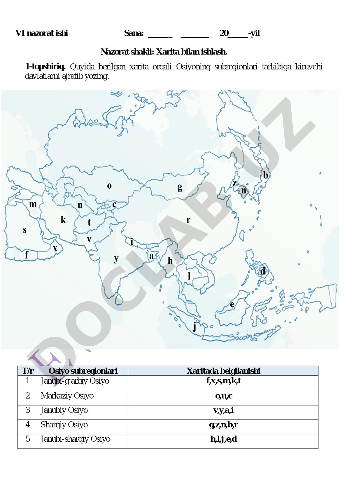 Osiyo subregionlari, geografik o‘rni va iqtisodiy guruhlanishi