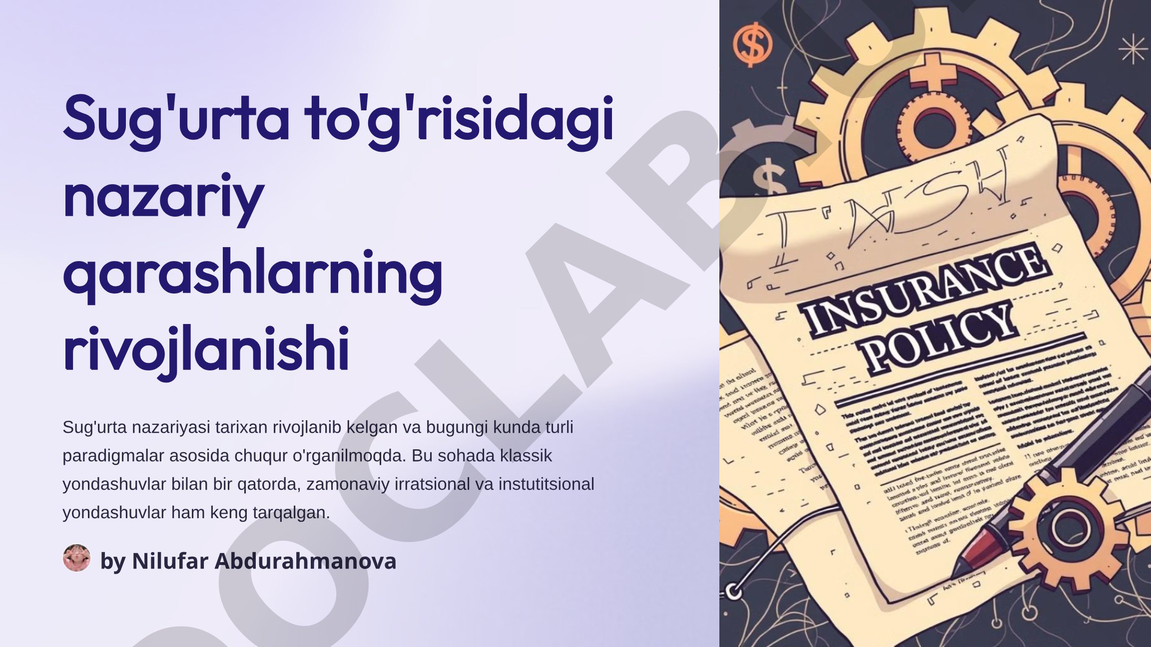 Sug'urta to'g'risidagi nazariy qarashlarning rivojlanishi
