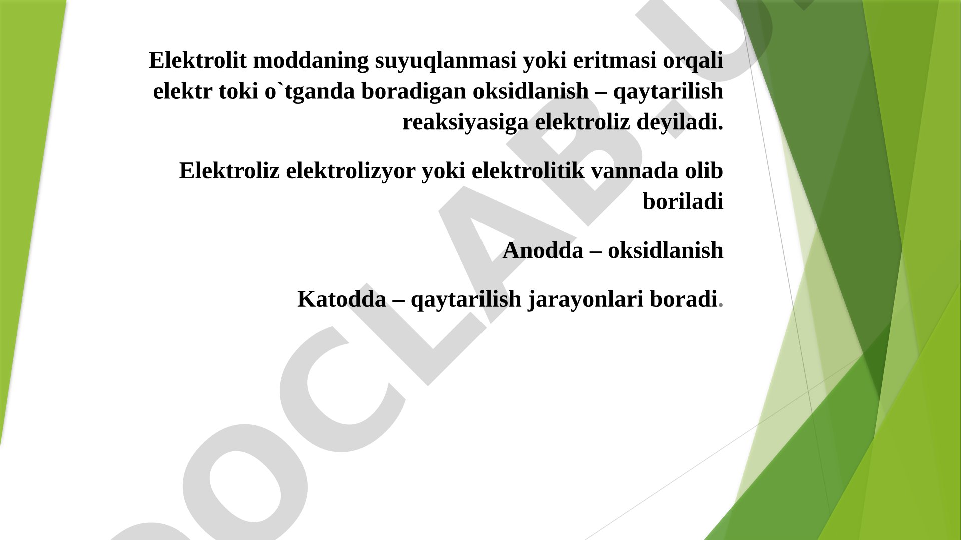 Elektroliz va elektrod jarayonlari