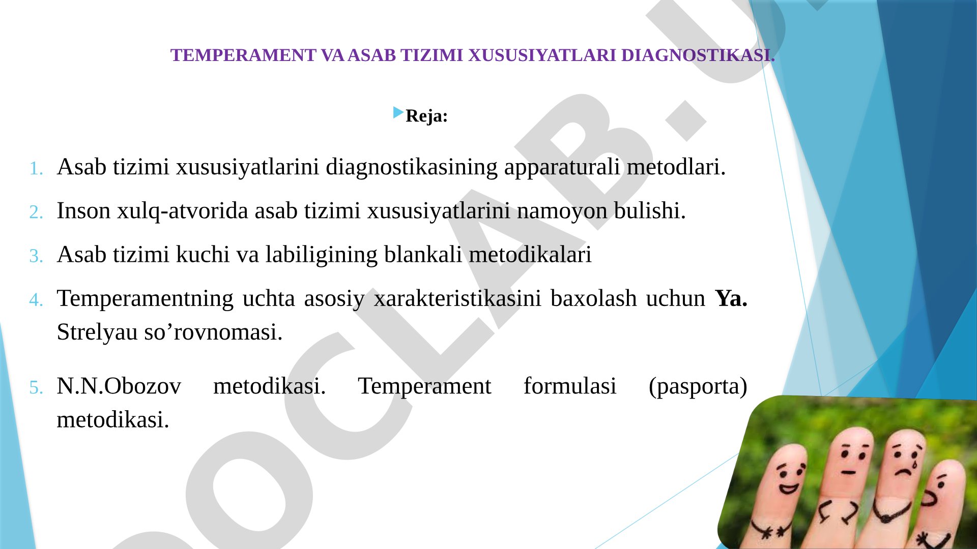 Temperament va asab tizimi xususiyatlari diagnostikasi